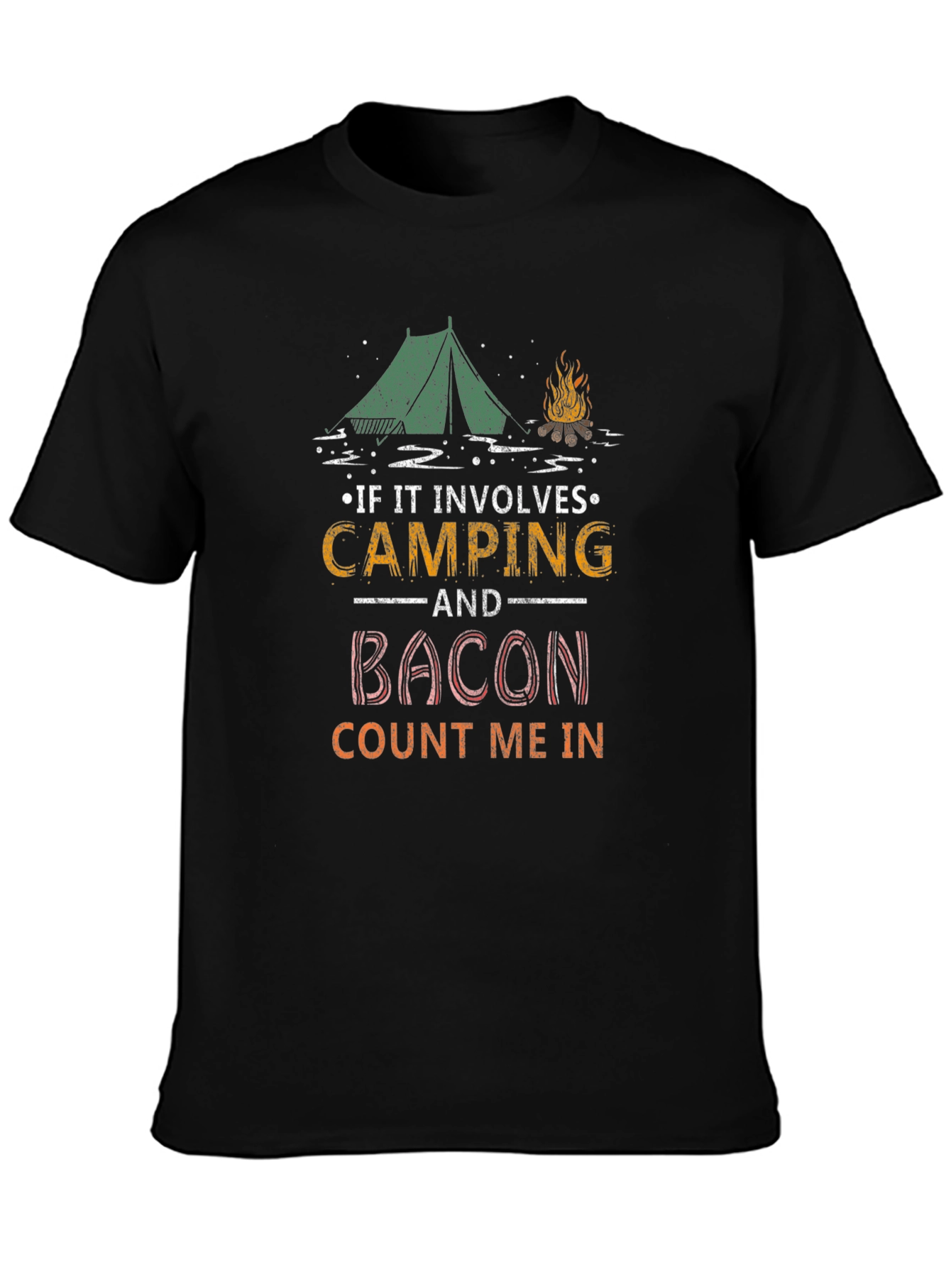 Camping and Bacon Graphic T-Shirt