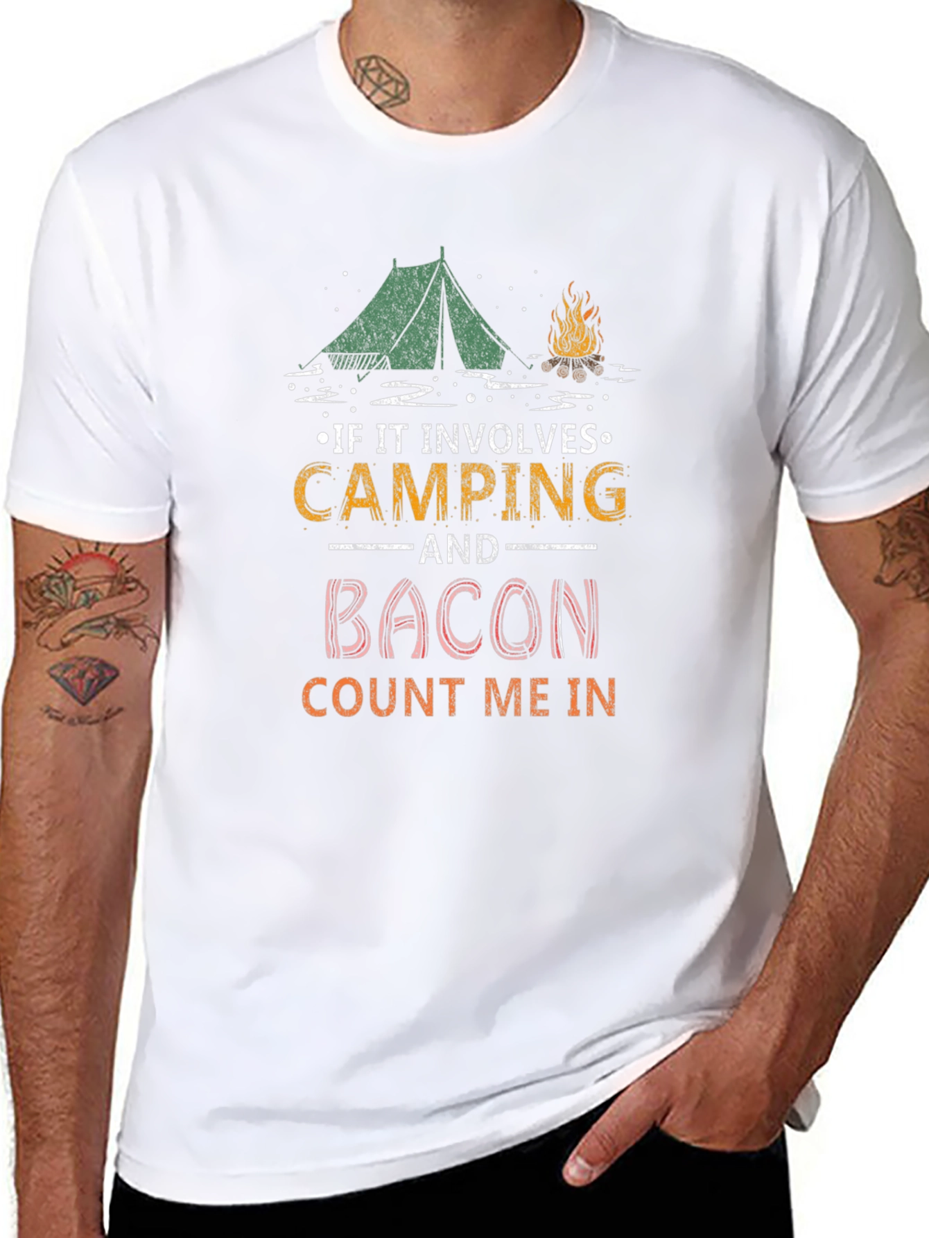 Camping and Bacon Graphic T-Shirt