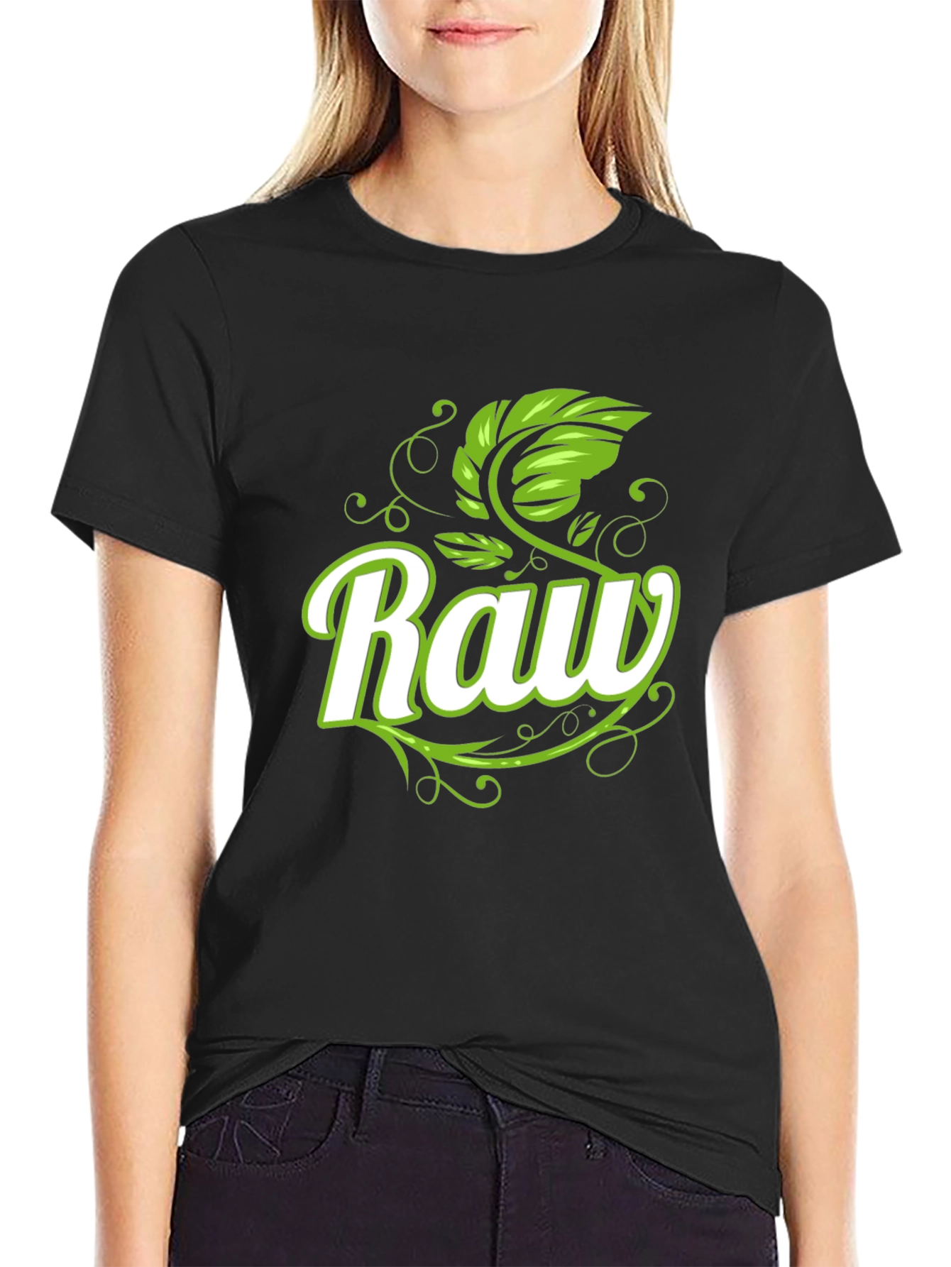 Raw Graphic Print Black T-Shirt