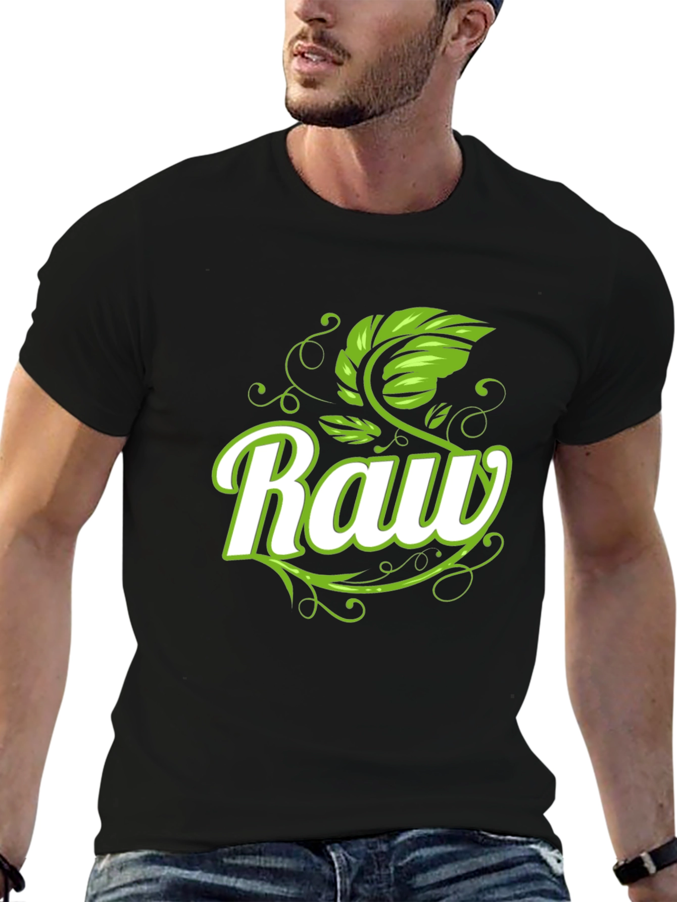 Raw Graphic Print Black T-Shirt
