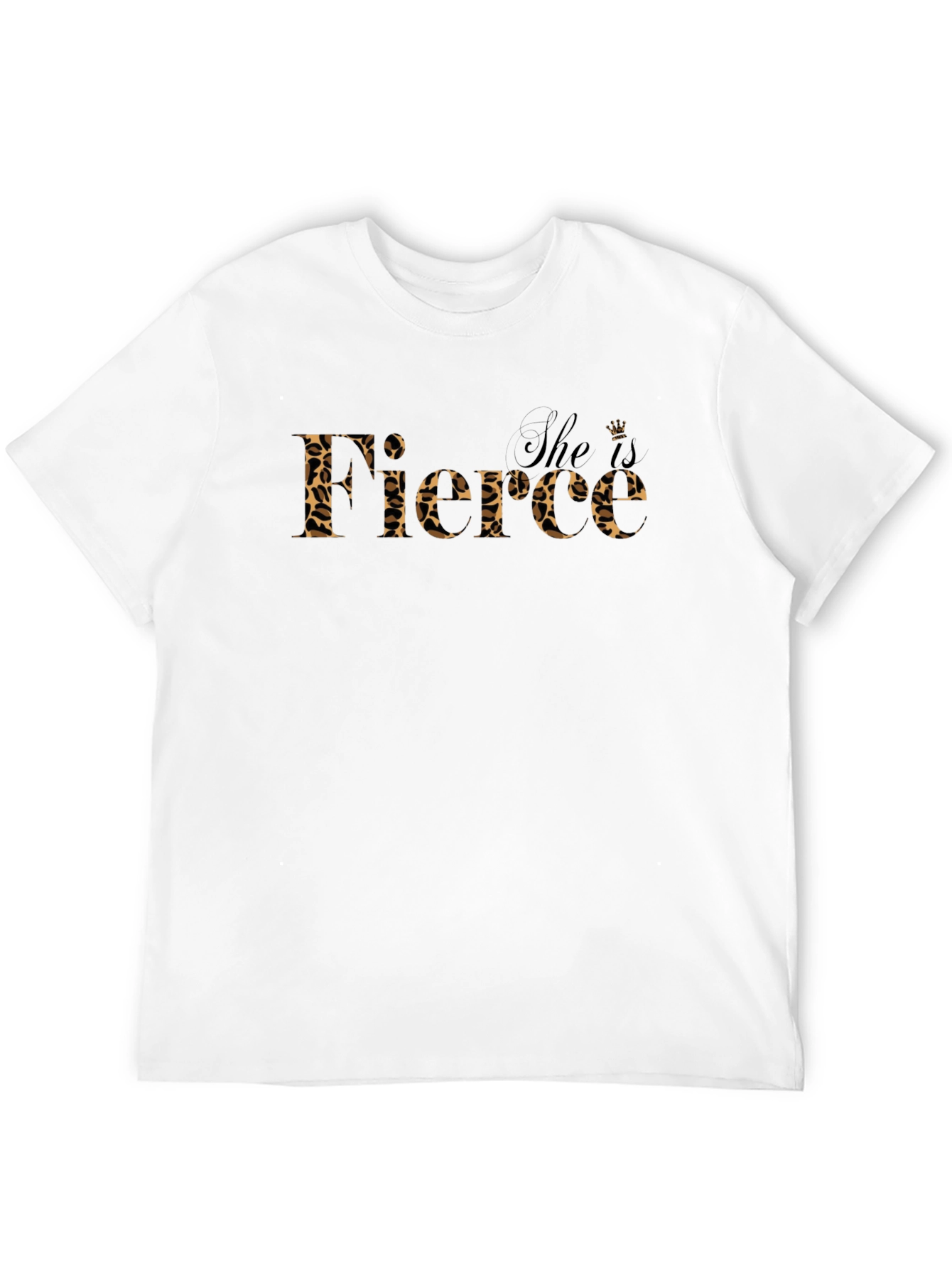 She is Fierce Leopard Print Graphic Tee - Black