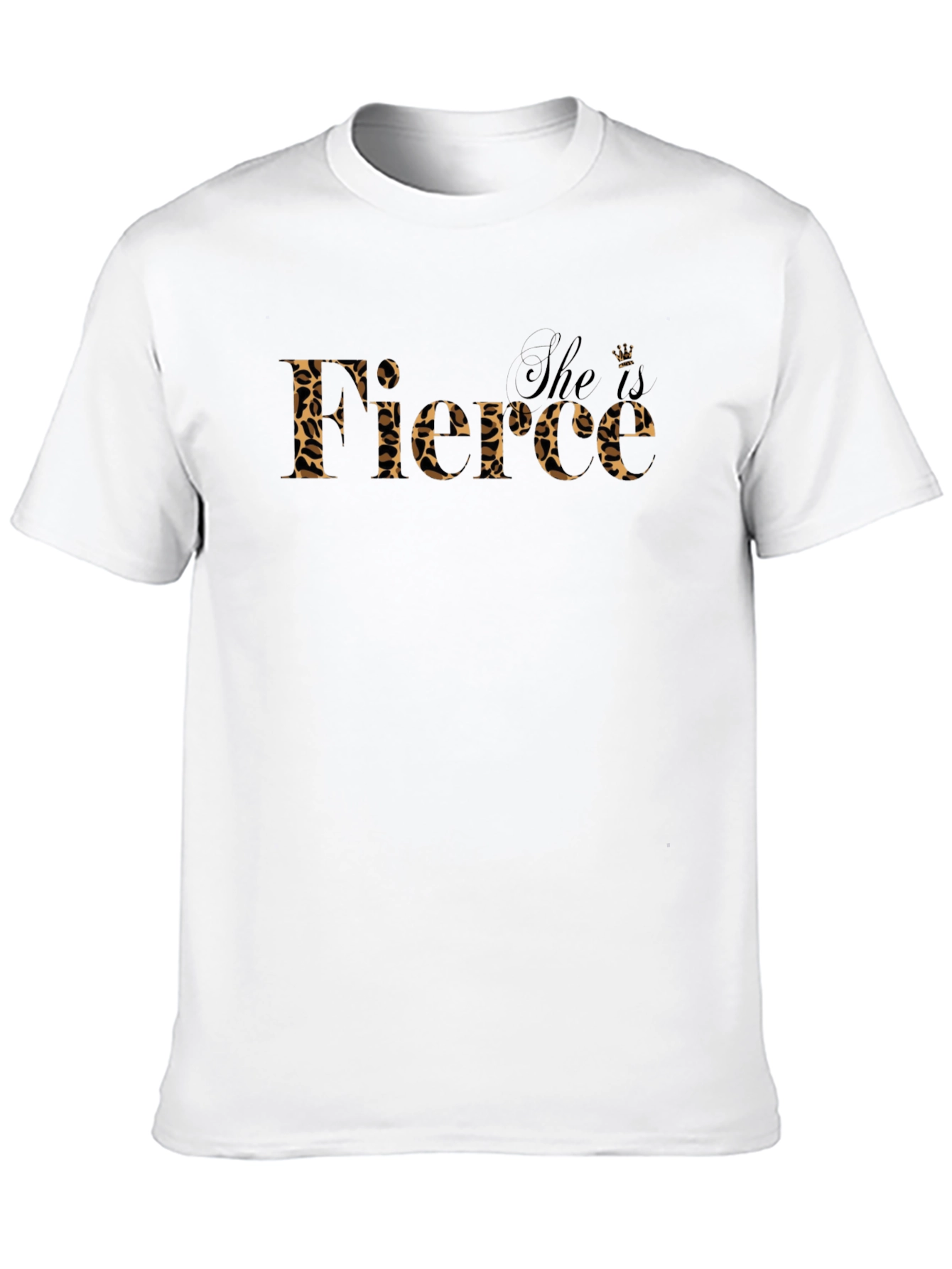 She is Fierce Leopard Print Graphic Tee - Black