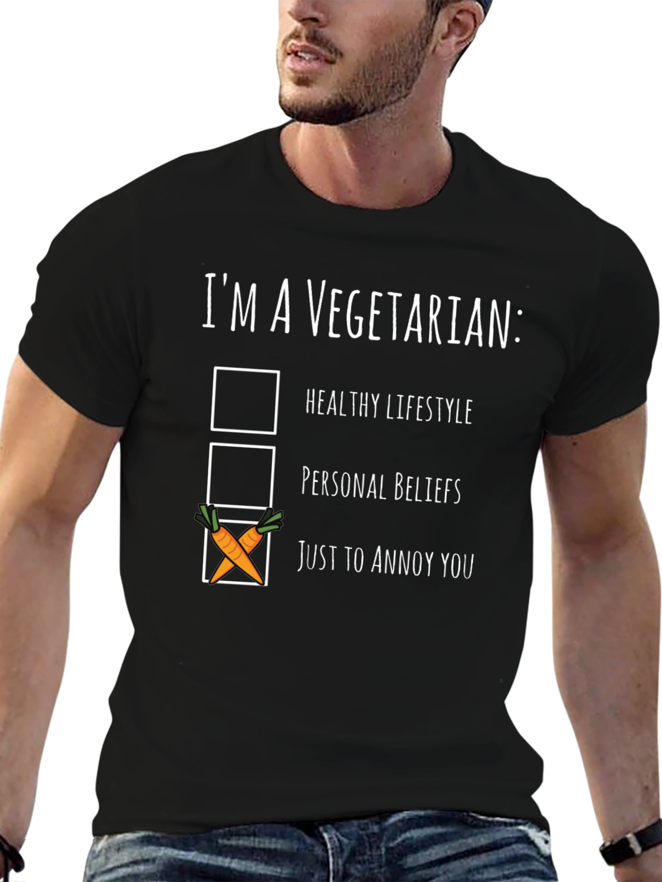 Funny Vegetarian T-Shirt - Annoy You Carrot Checkbox