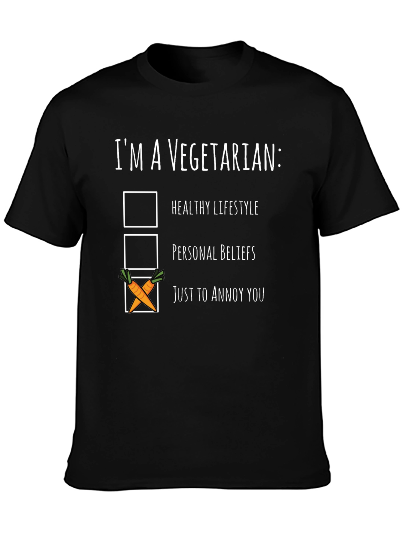 Funny Vegetarian T-Shirt - Annoy You Carrot Checkbox