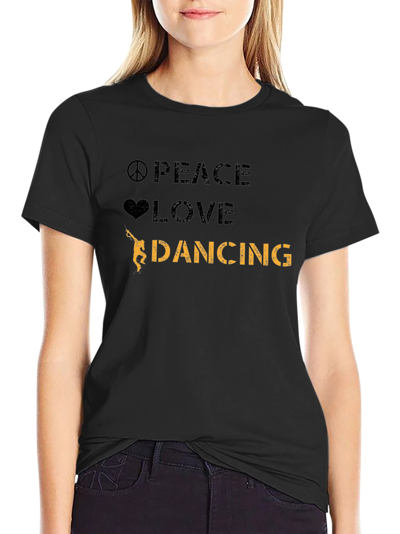 Peace Love Dancing Black T-Shirt