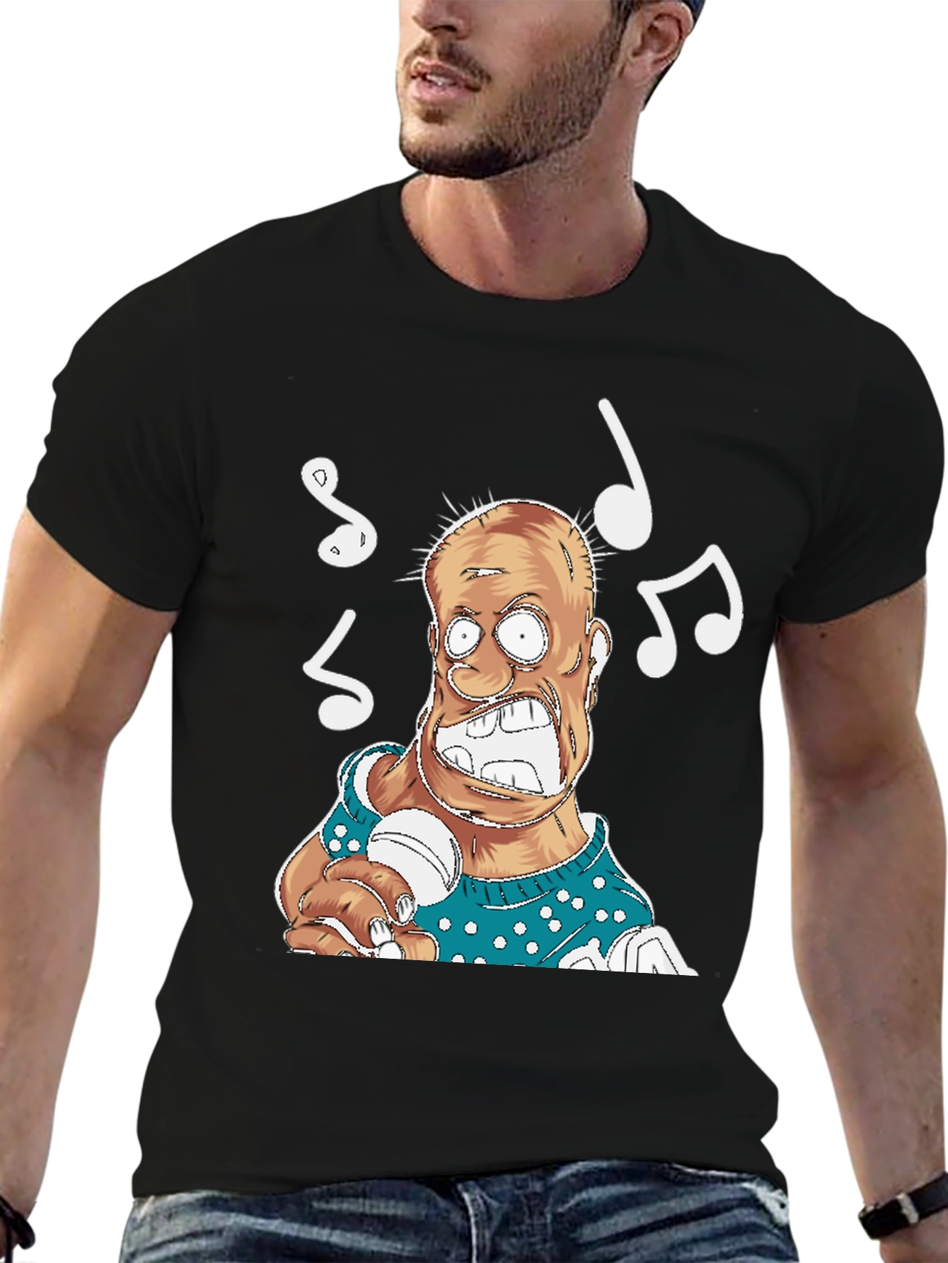 Singing Cartoon Man Graphic T-Shirt