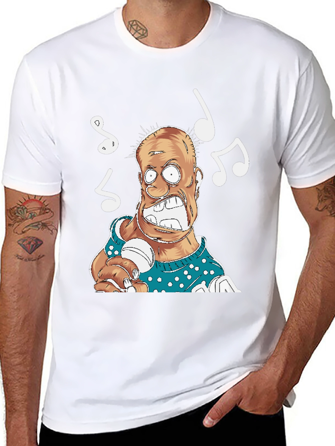Singing Cartoon Man Graphic T-Shirt