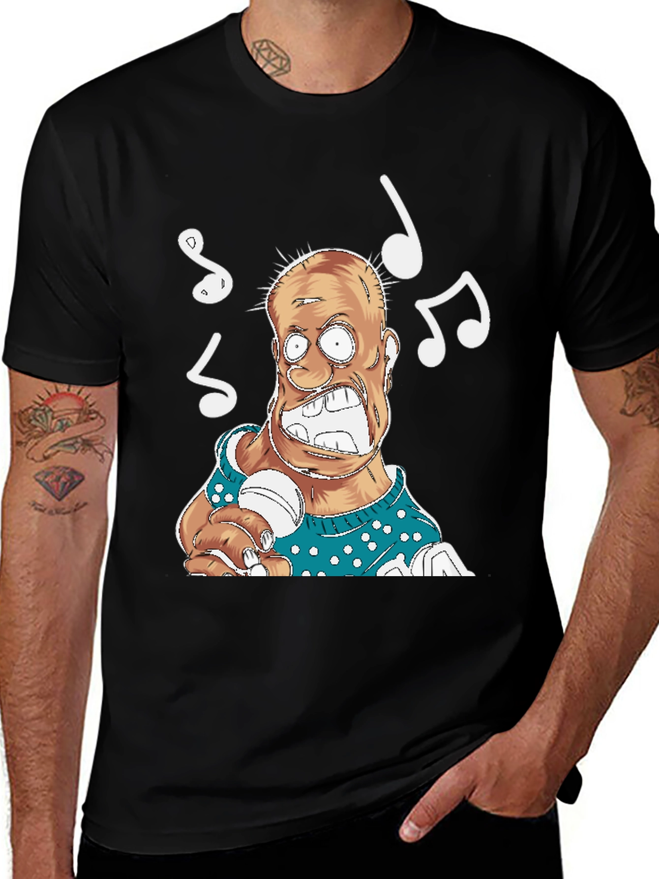 Singing Cartoon Man Graphic T-Shirt