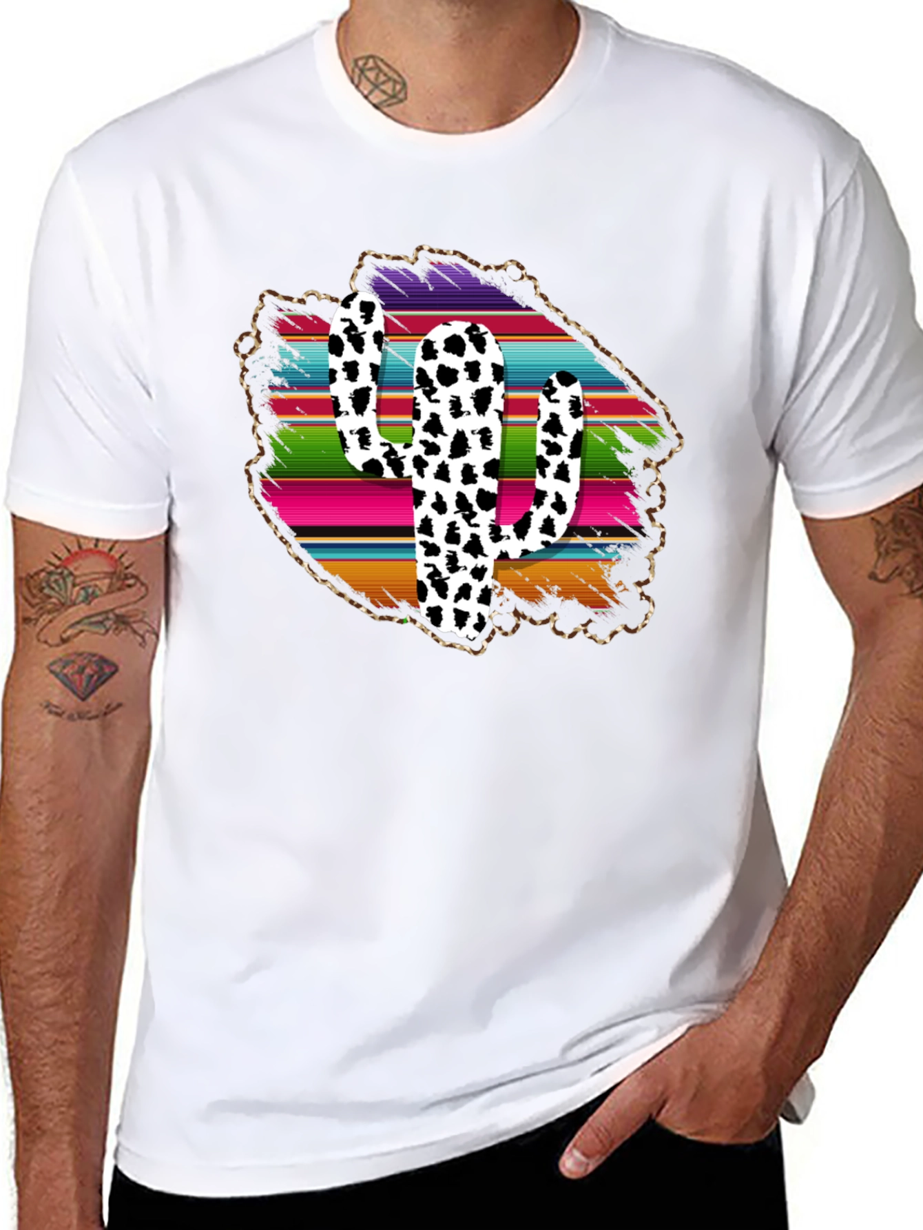 Trendy Cactus Serape Print Tee