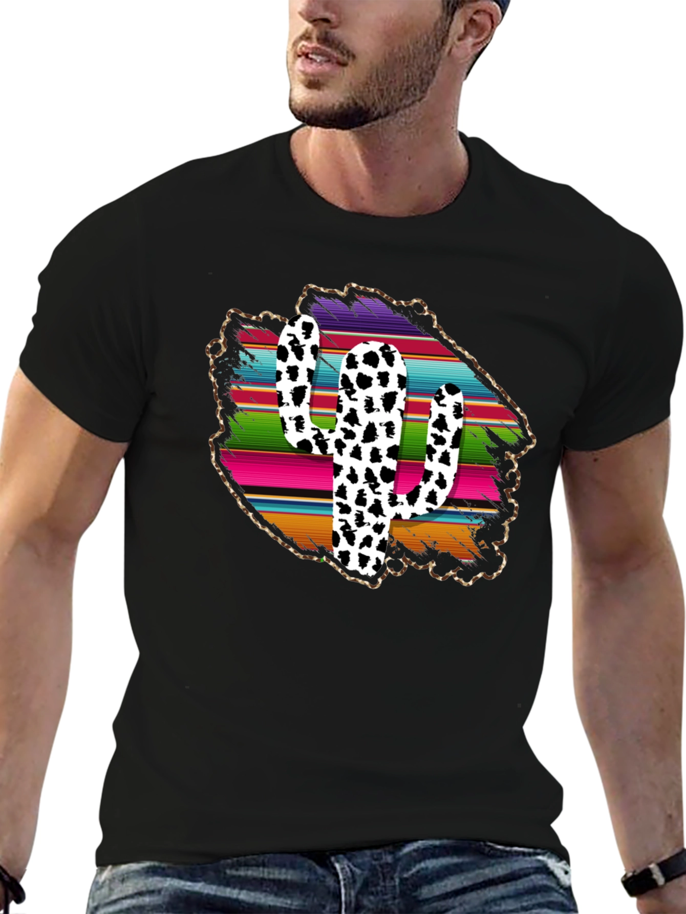 Trendy Cactus Serape Print Tee