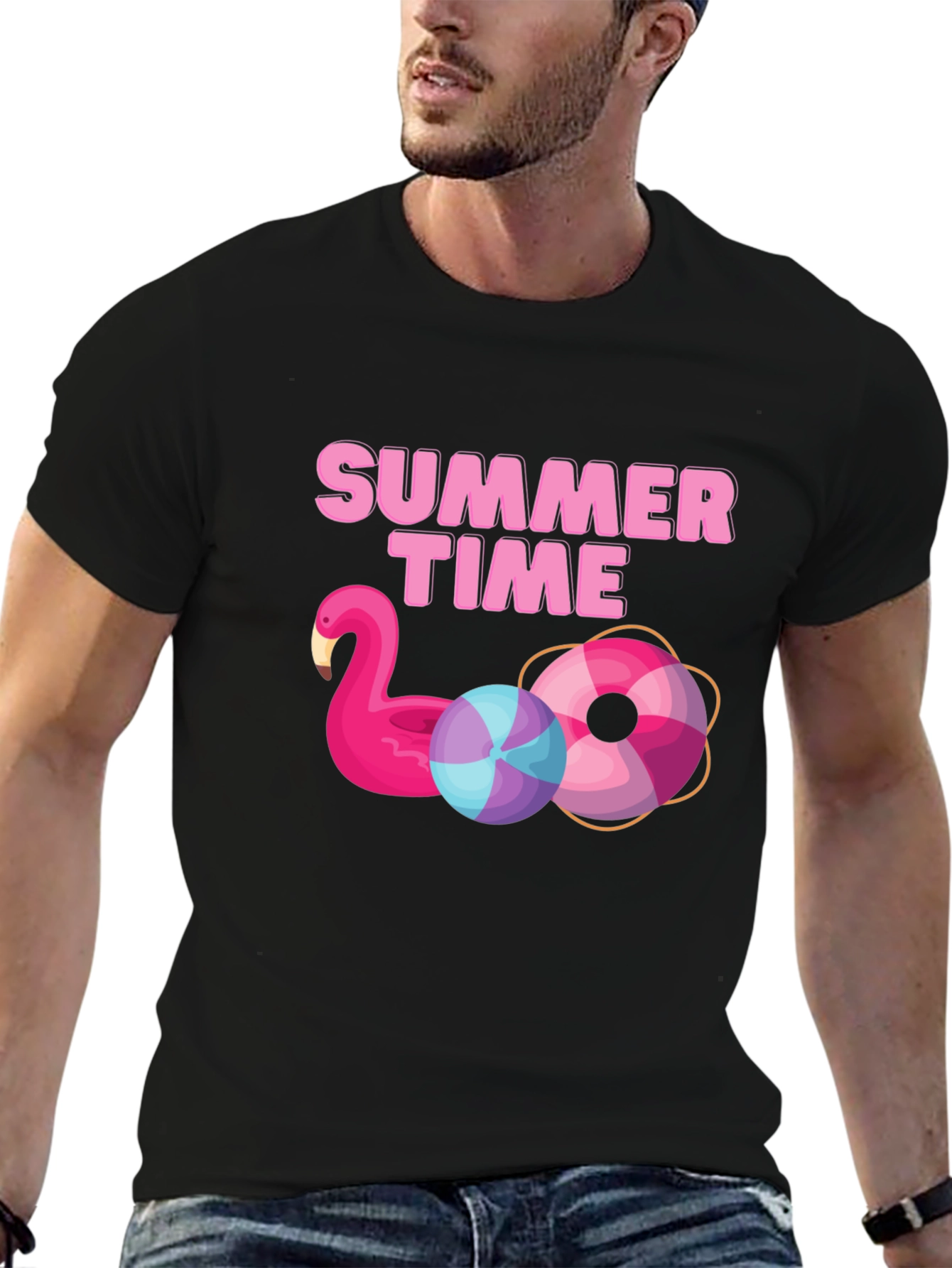 Summer Time Black Graphic Tee