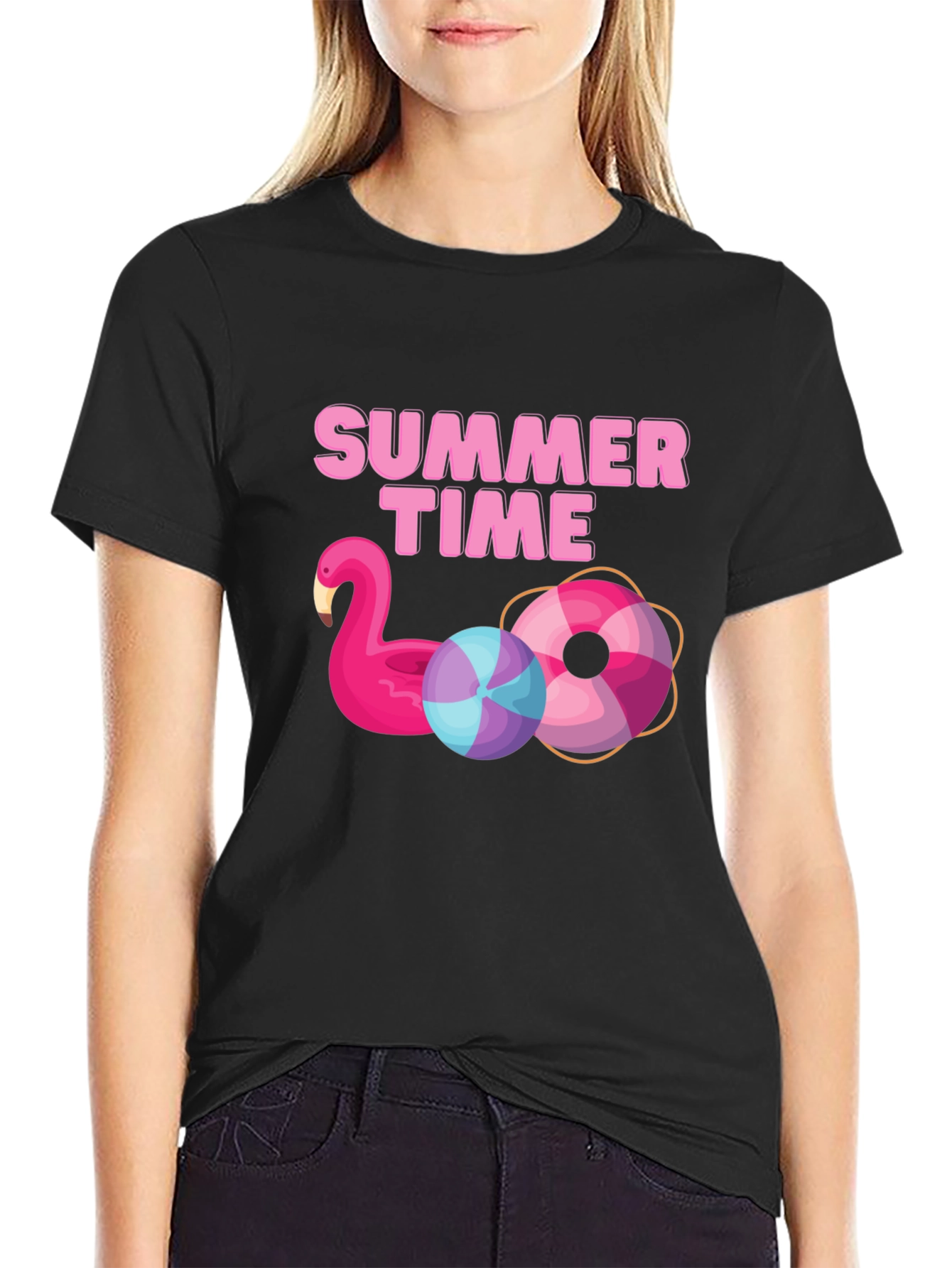 Summer Time Black Graphic Tee