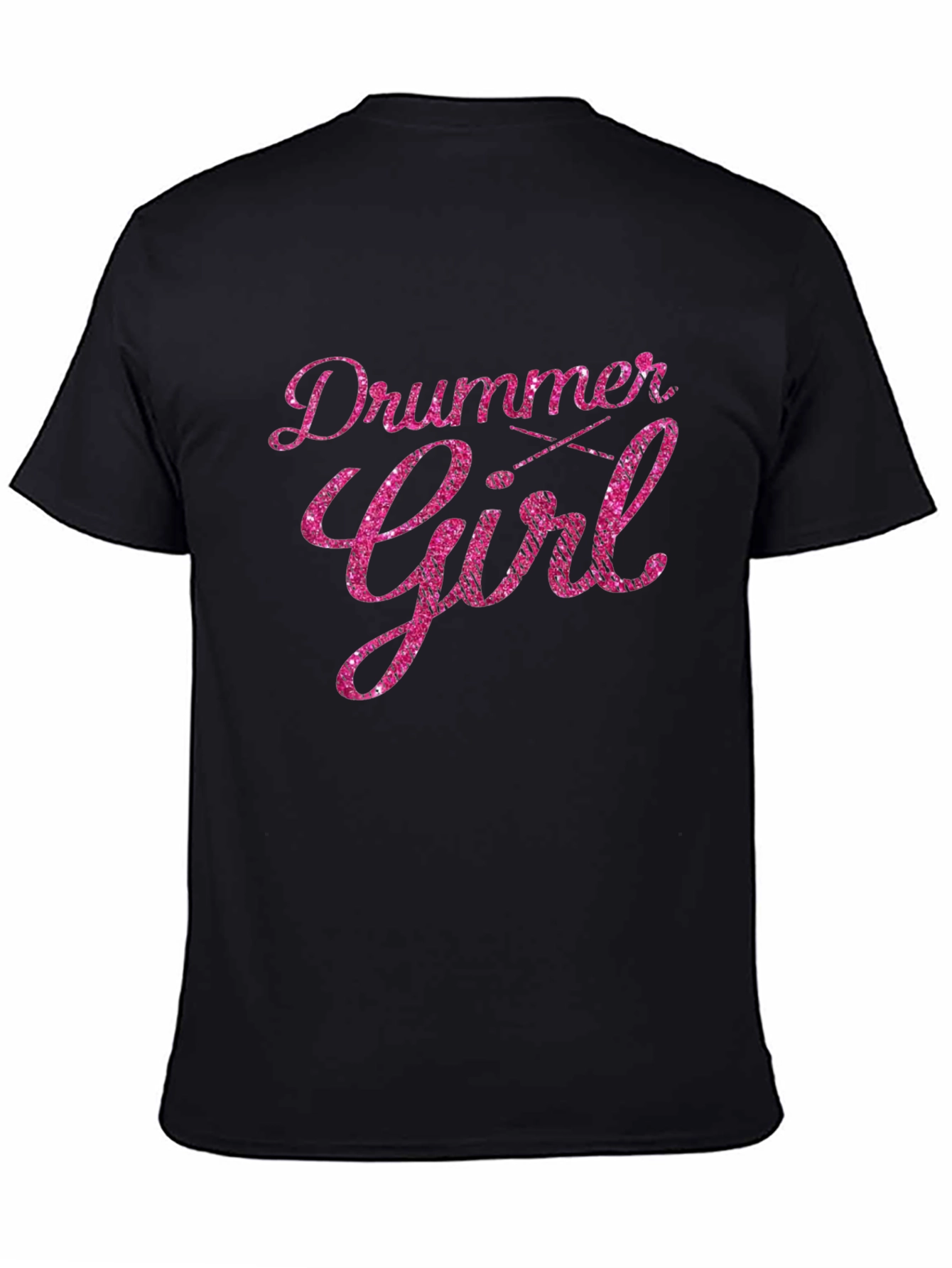 Drummer Girl Pink Glitter T-Shirt
