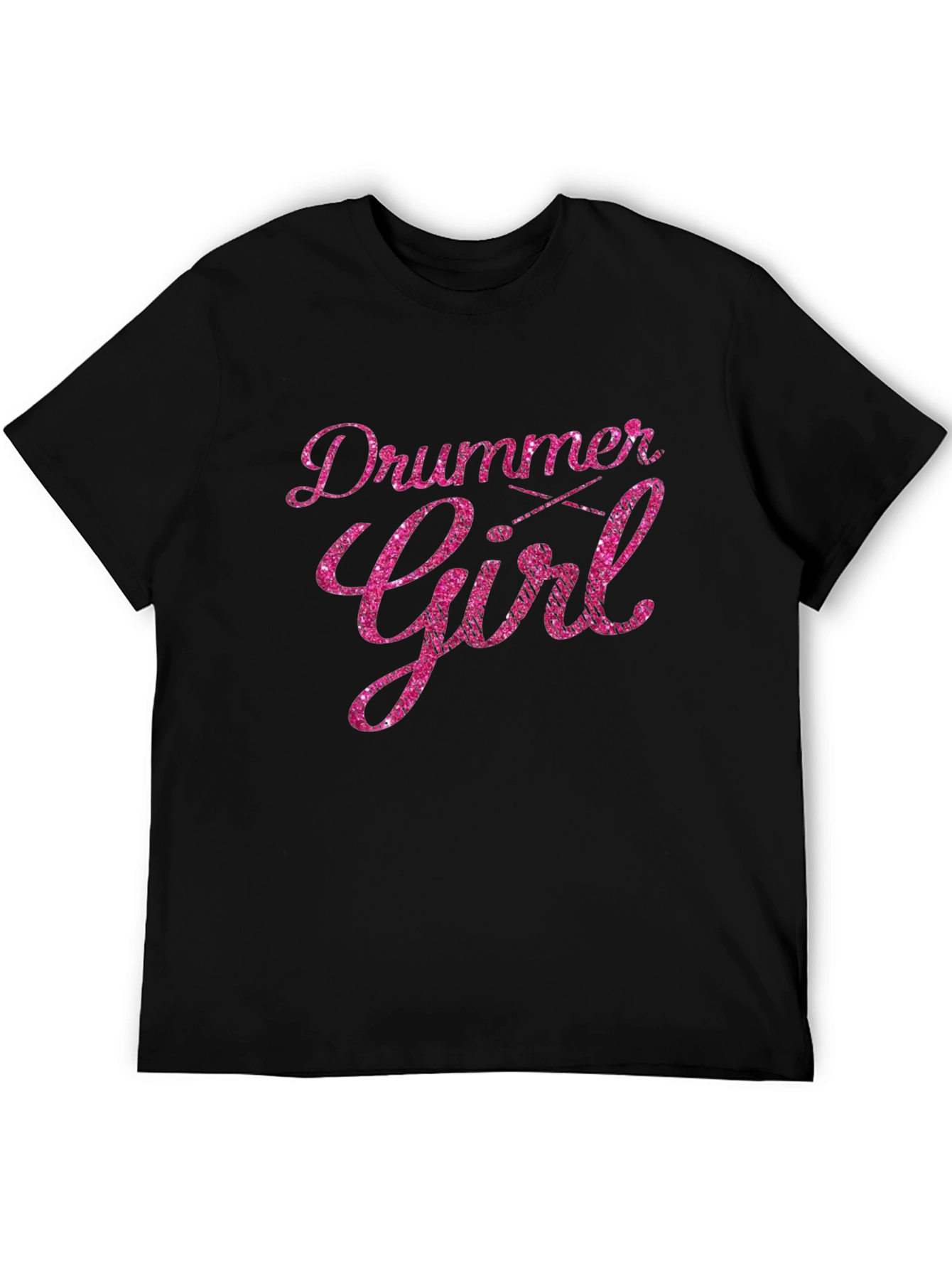 Drummer Girl Pink Glitter T-Shirt