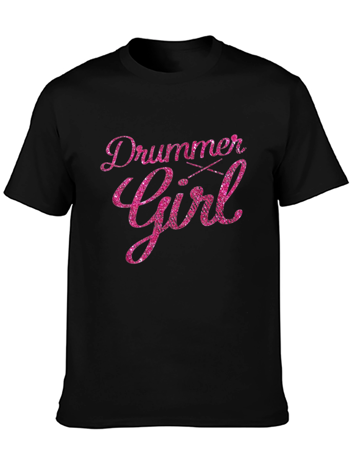 Drummer Girl Pink Glitter T-Shirt