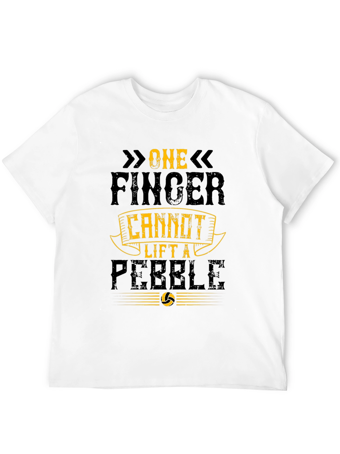 One Finger Cannot Lift a Pebble Black T-Shirt