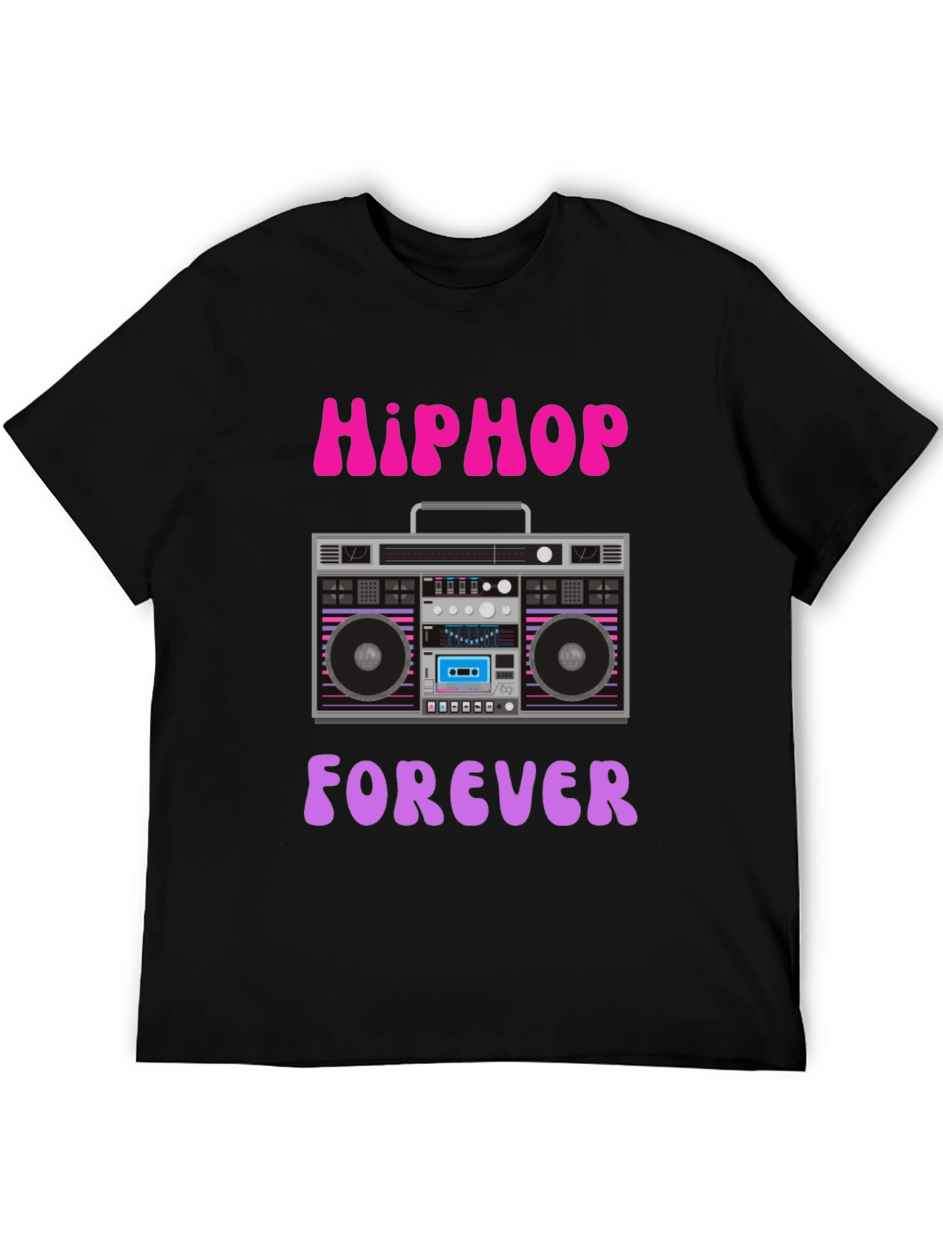 Hip Hop Forever Retro Boombox Graphic T-Shirt