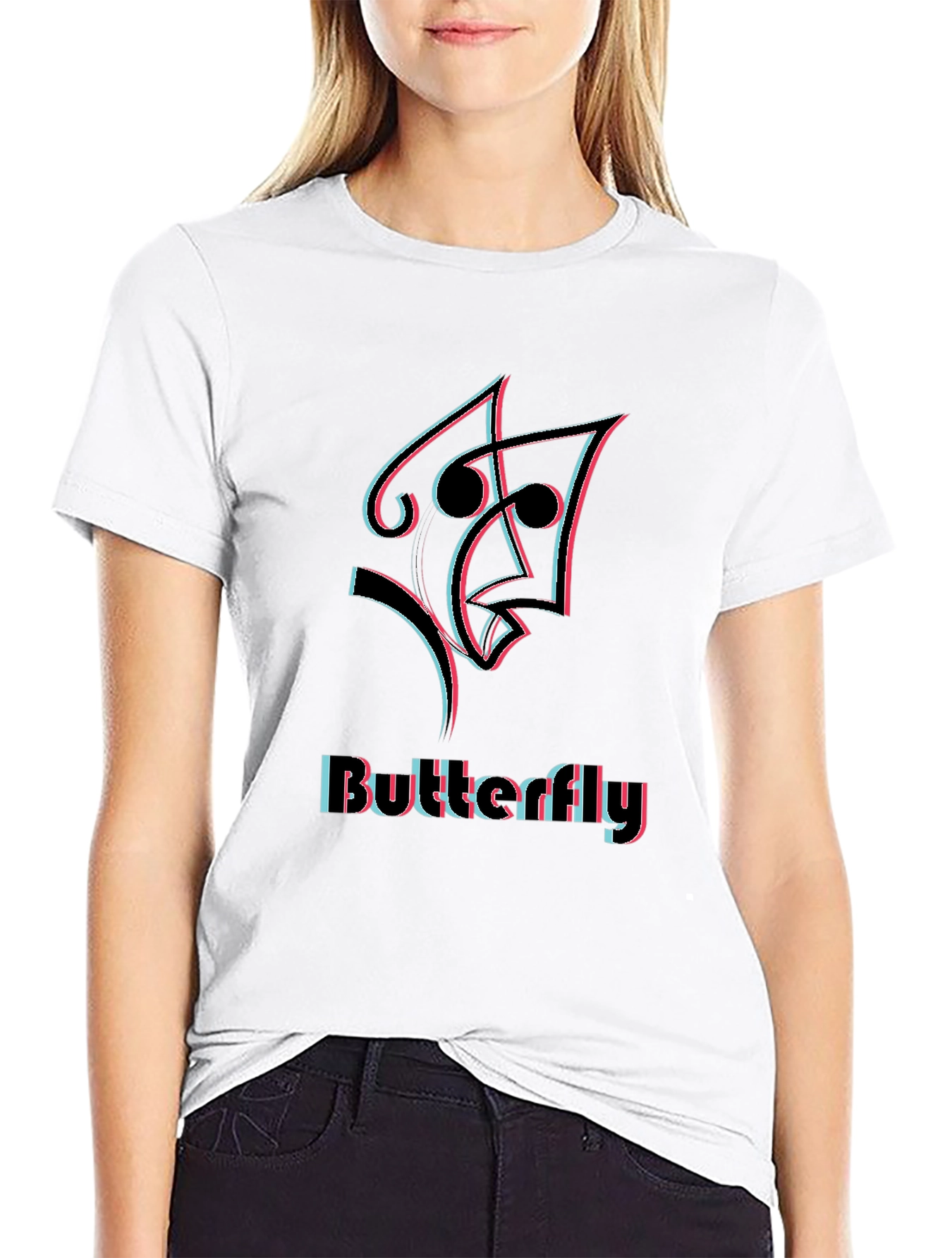Butterfly Illusion Graphic Black T-Shirt