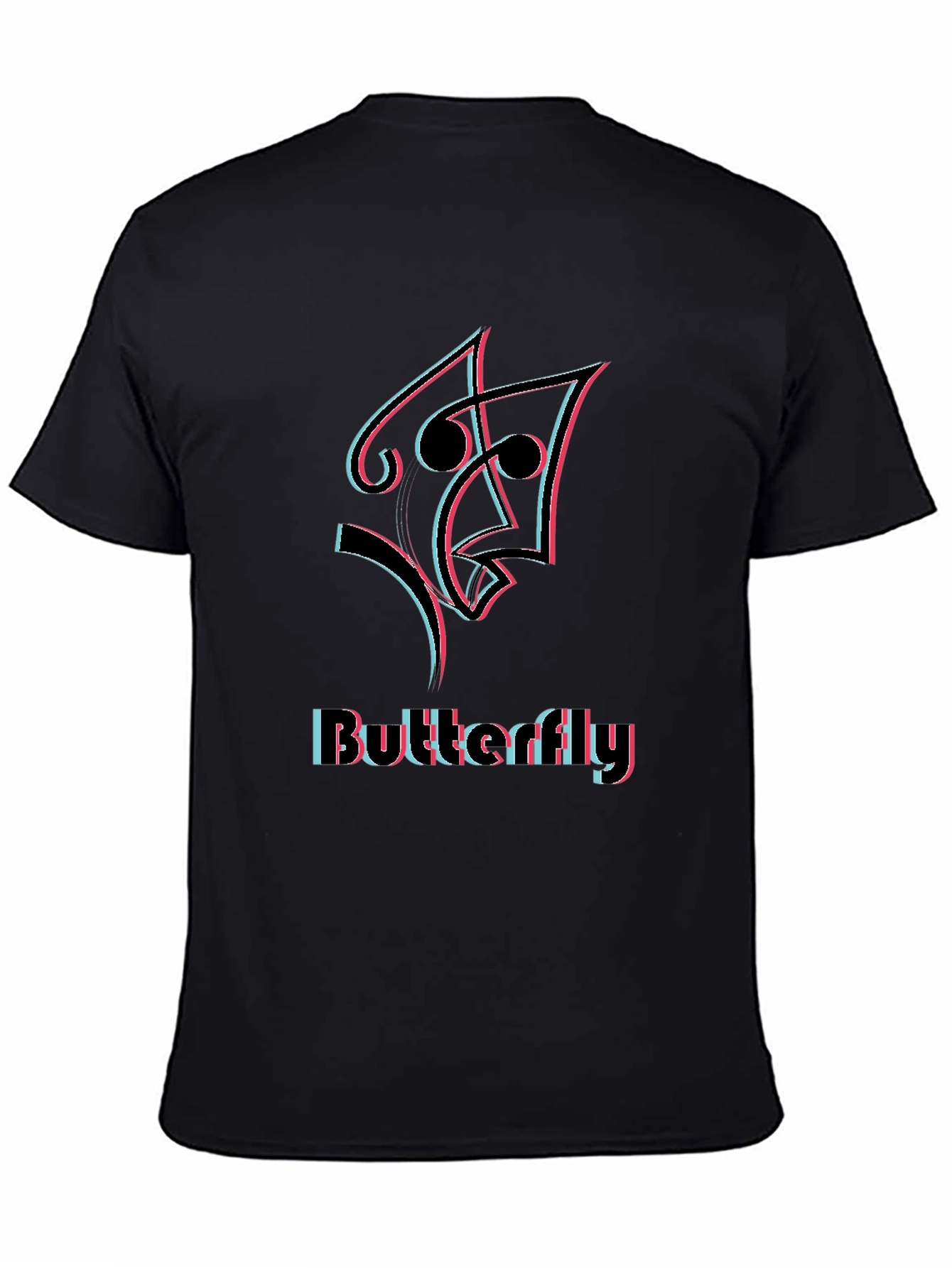 Butterfly Illusion Graphic Black T-Shirt