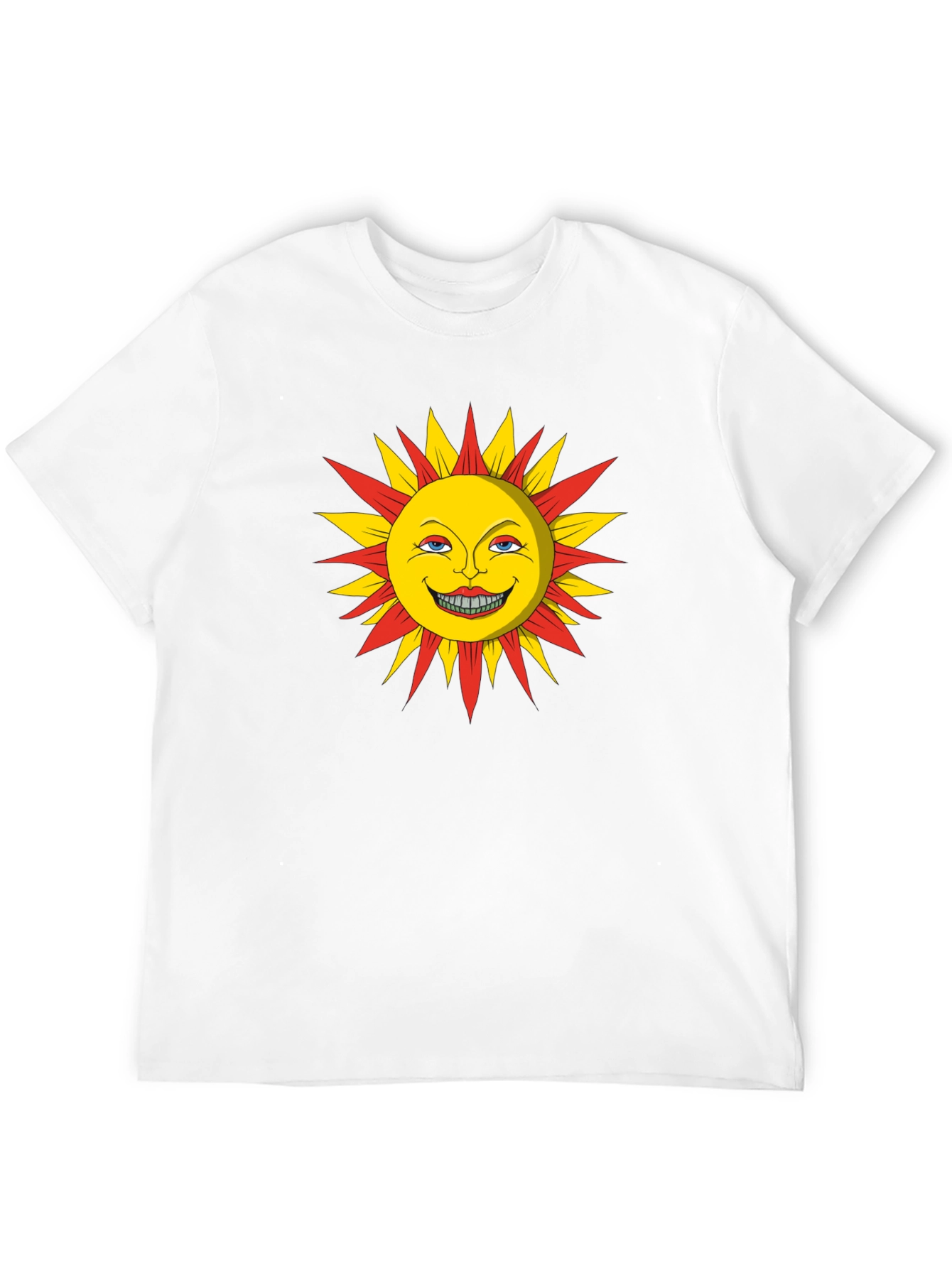 Smiling Sun Graphic Tee - Black Cotton T-Shirt