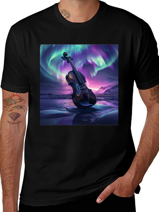 Aurora Violin Graphic Tee - Unique Music Lover Shirt