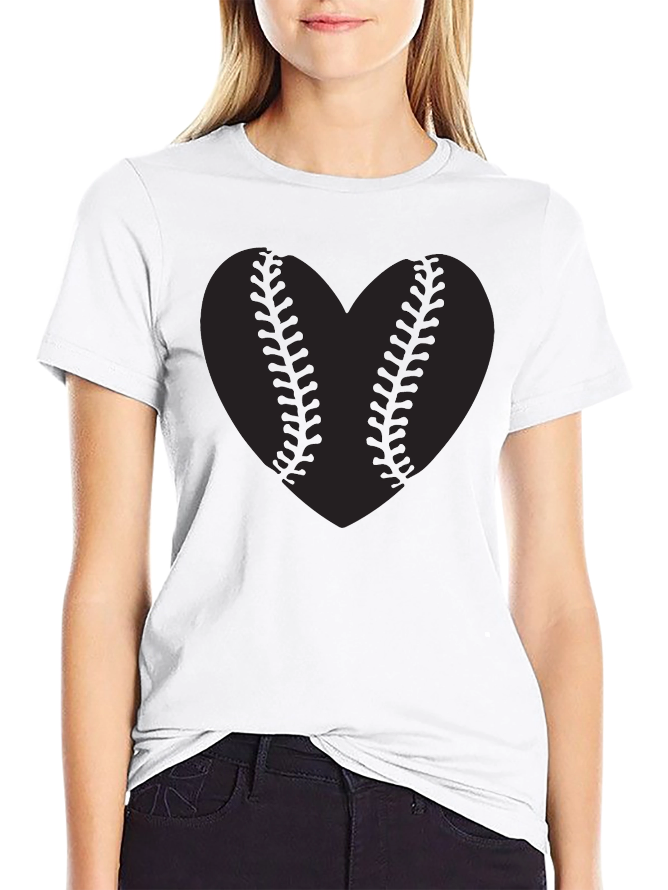 Baseball Heart Graphic Tee - Black T-Shirt