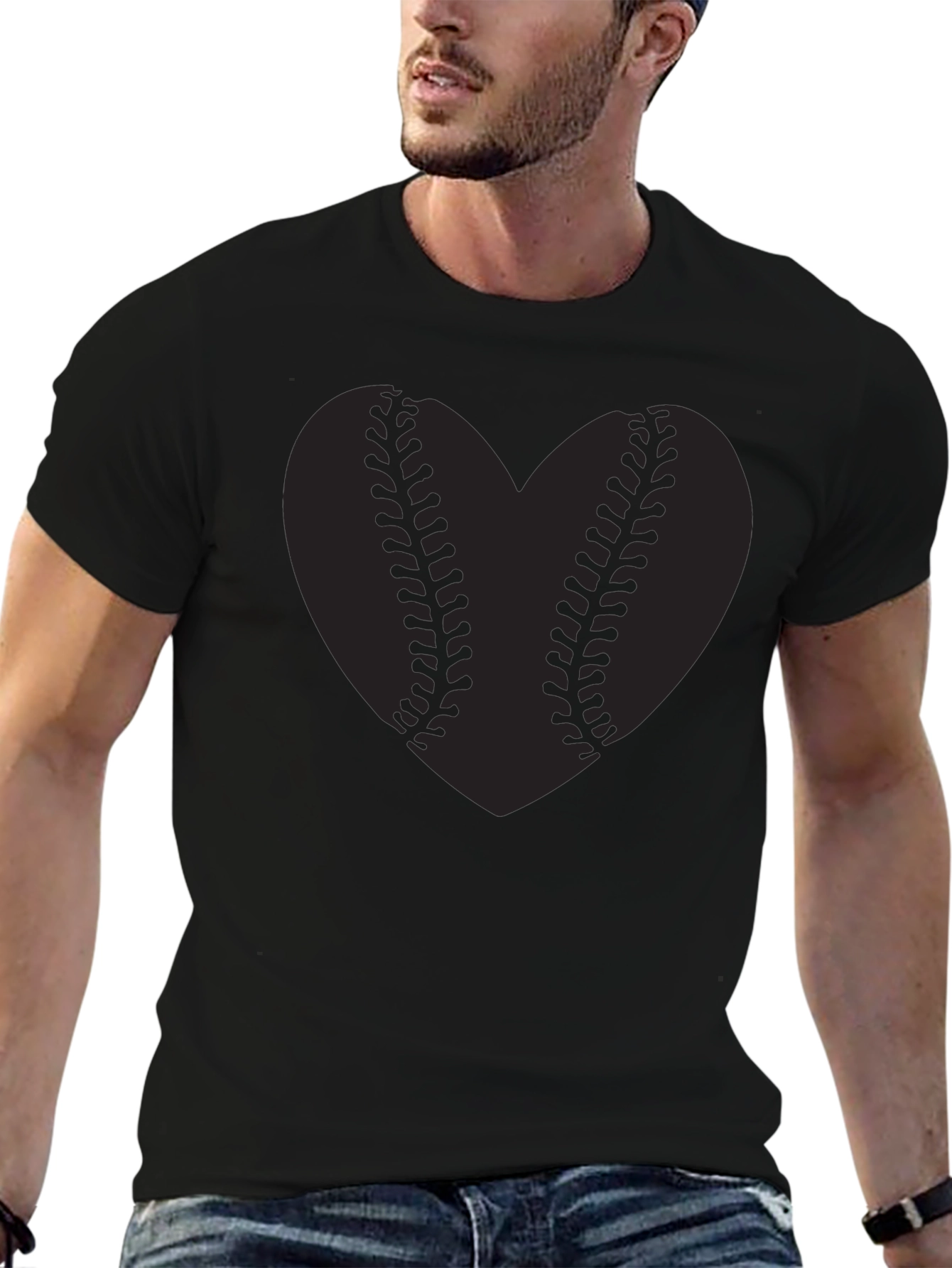 Baseball Heart Graphic Tee - Black T-Shirt