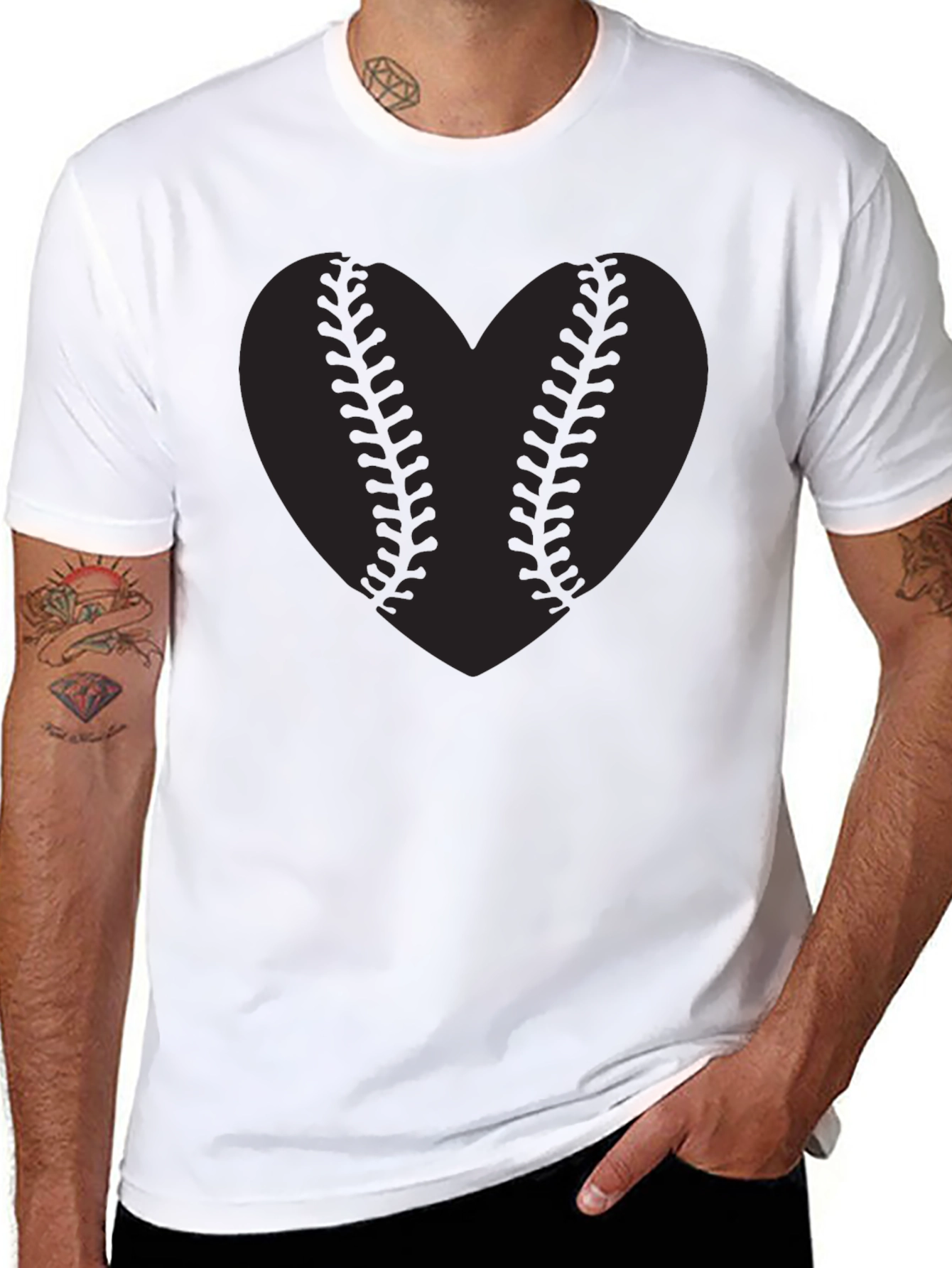 Baseball Heart Graphic Tee - Black T-Shirt