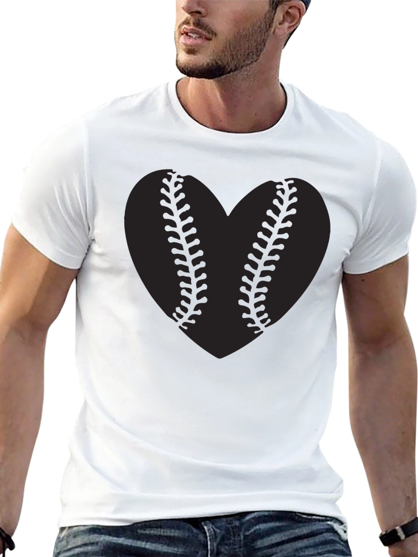 Baseball Heart Graphic Tee - Black T-Shirt