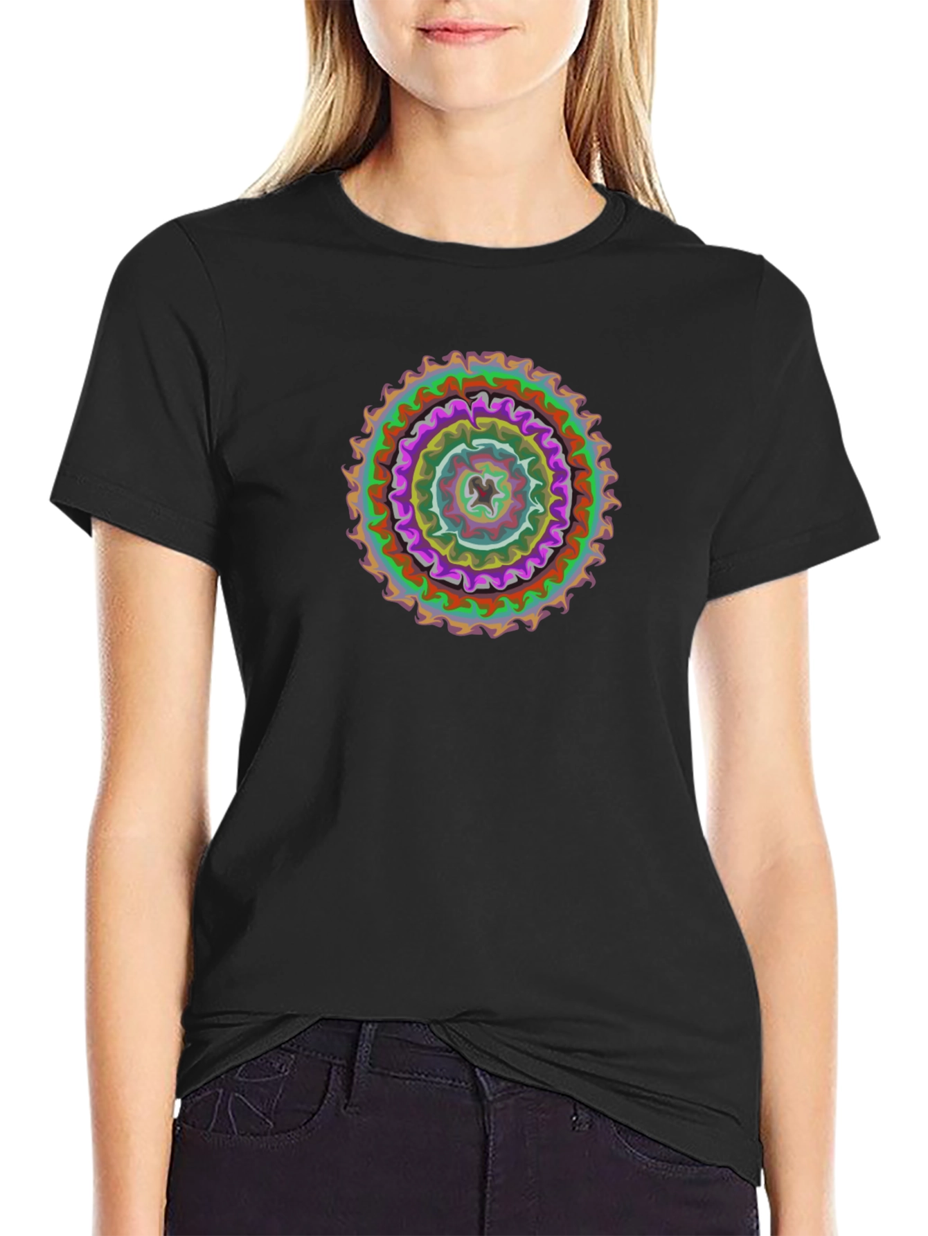 Abstract Mandala Graphic Black T-Shirt