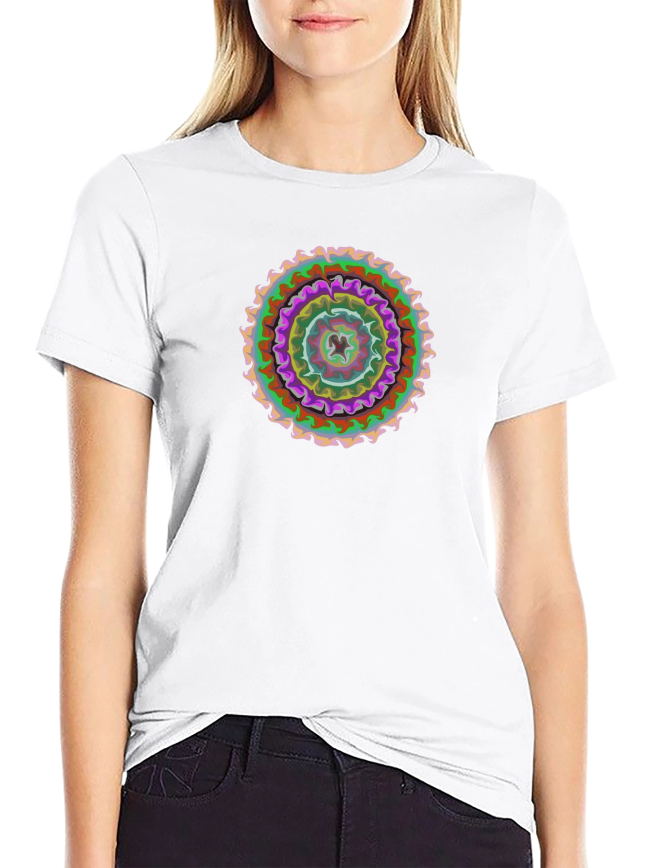 Abstract Mandala Graphic Black T-Shirt