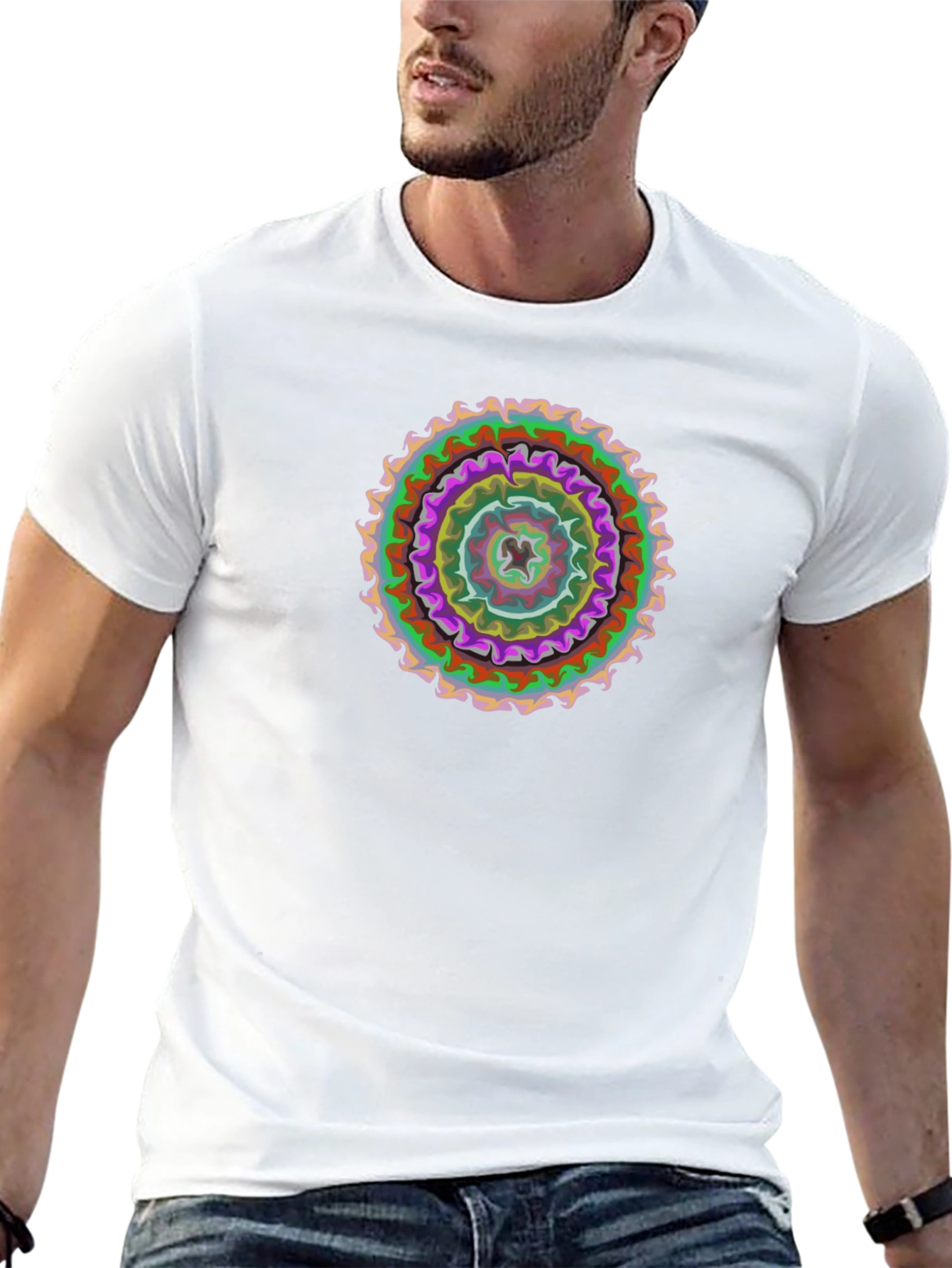 Abstract Mandala Graphic Black T-Shirt