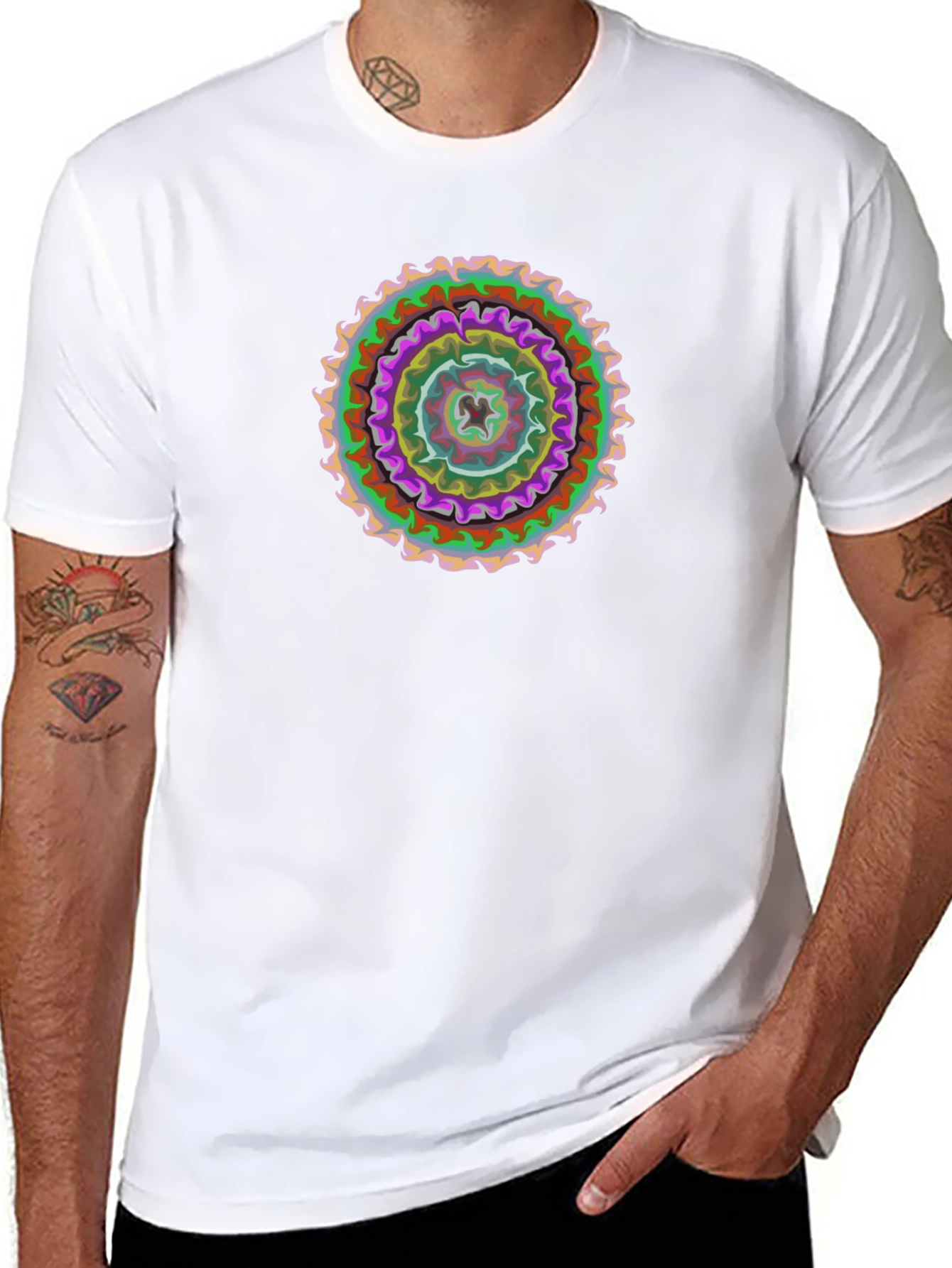 Abstract Mandala Graphic Black T-Shirt