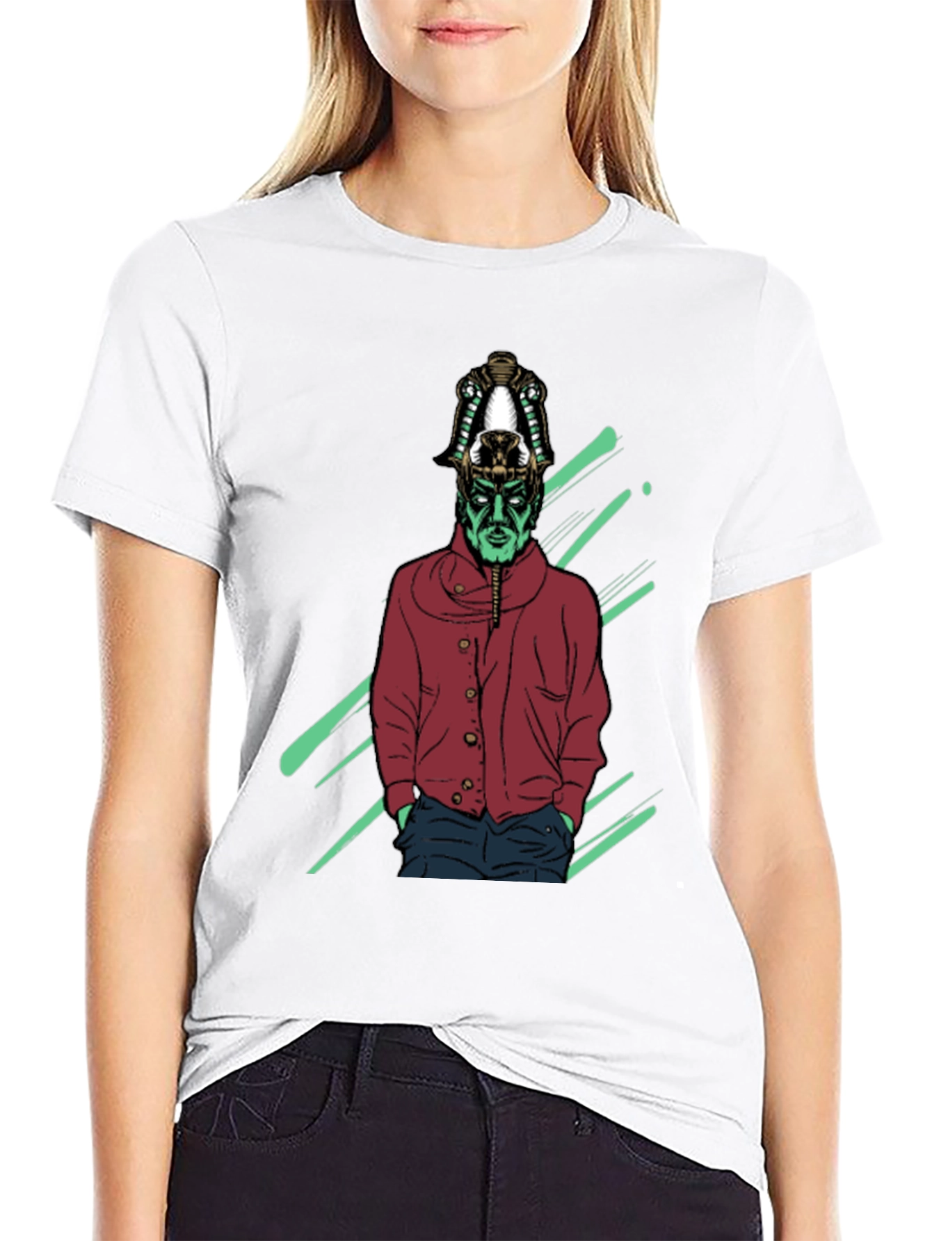 Stylish Graphic Tee - Pharaoh Alien Design