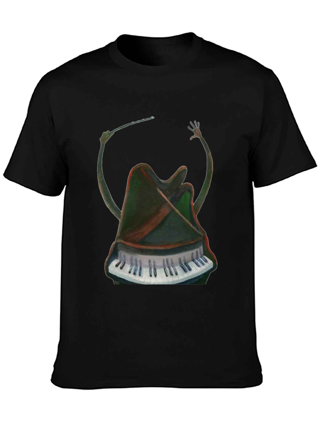 Surreal Piano Conductor Black T-Shirt