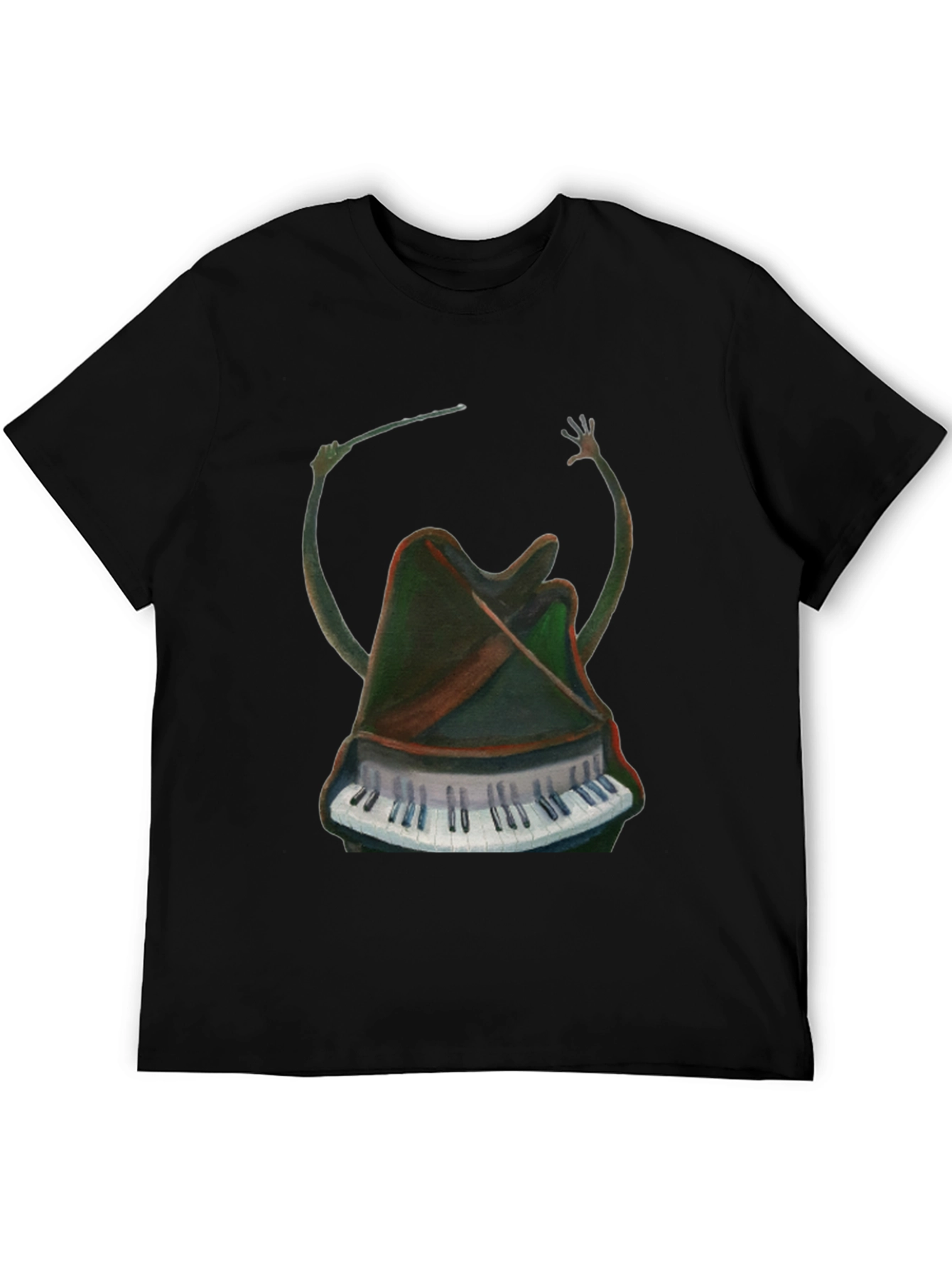 Surreal Piano Conductor Black T-Shirt