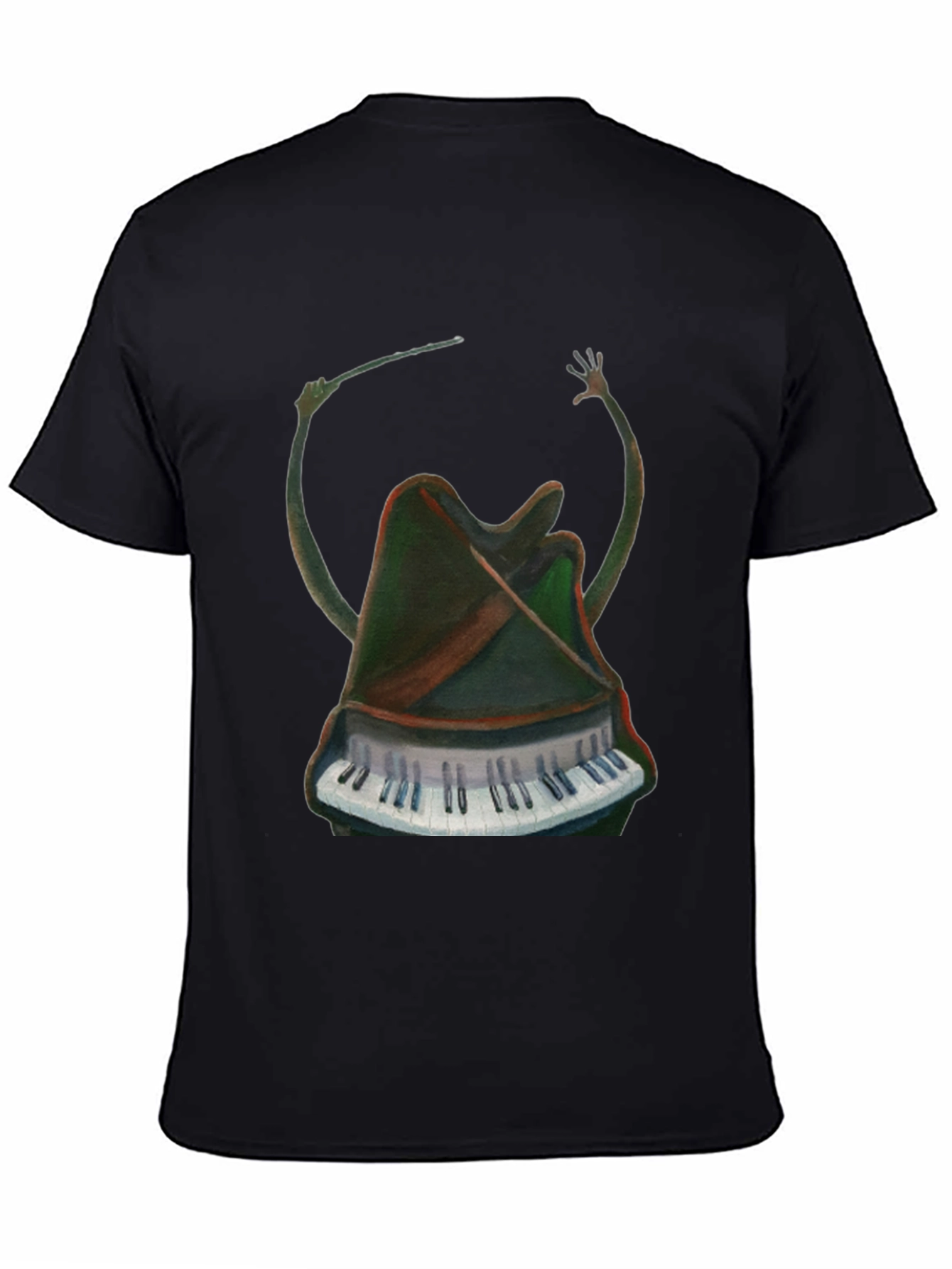 Surreal Piano Conductor Black T-Shirt
