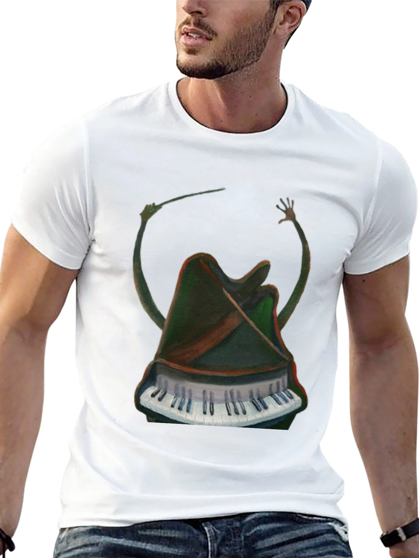 Surreal Piano Conductor Black T-Shirt