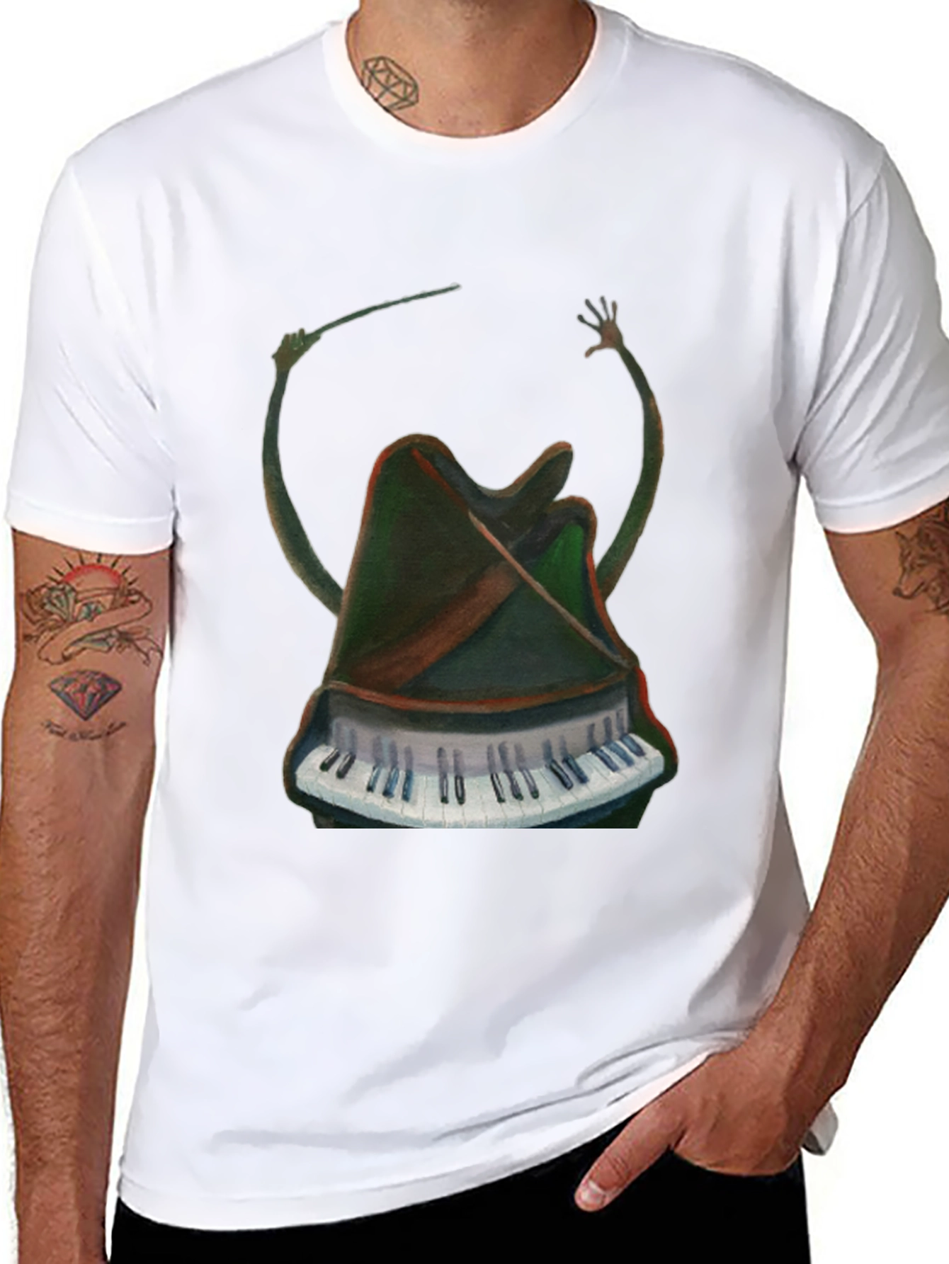 Surreal Piano Conductor Black T-Shirt
