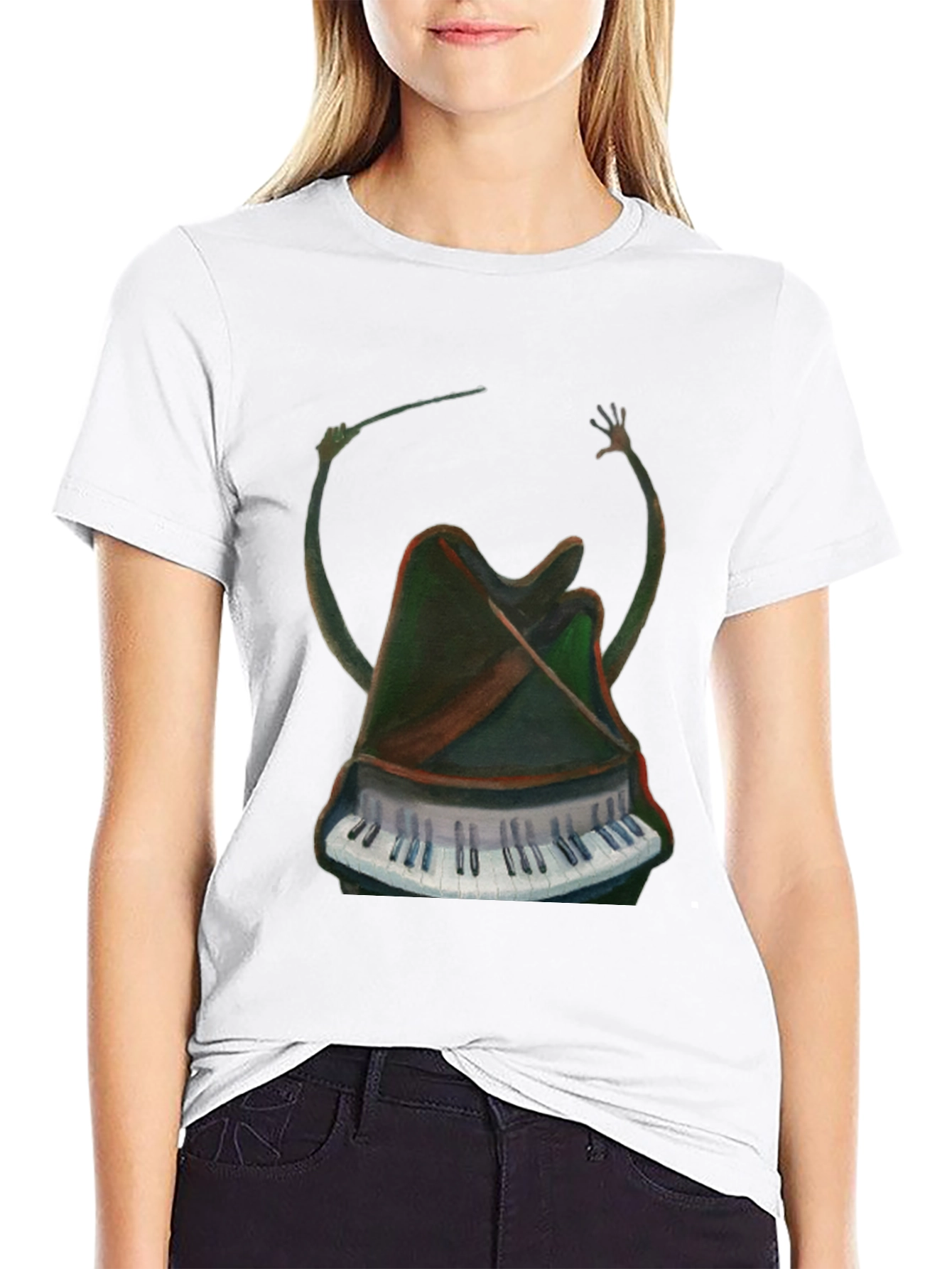 Surreal Piano Conductor Black T-Shirt
