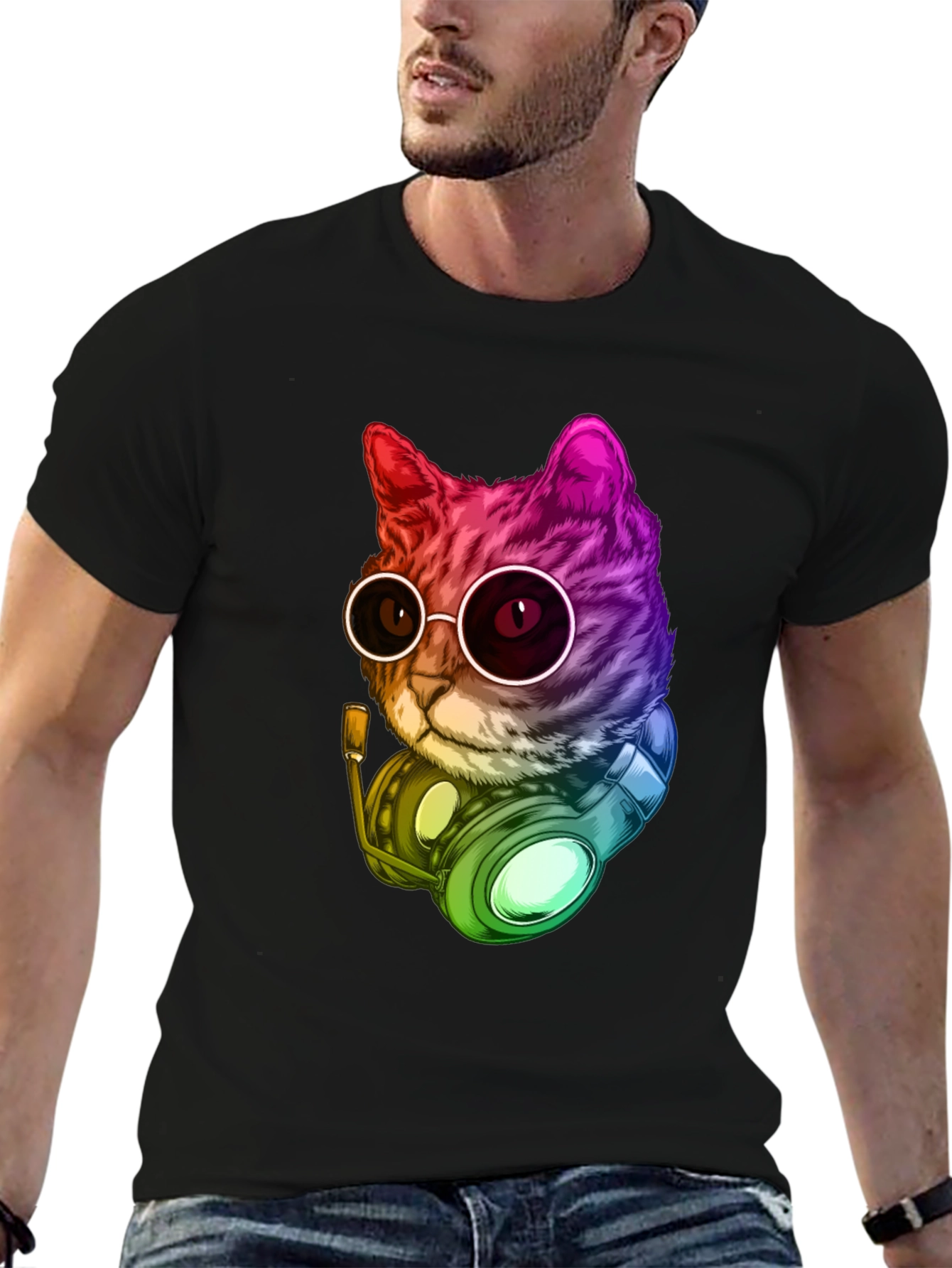 Cool Cat DJ Graphic T-Shirt