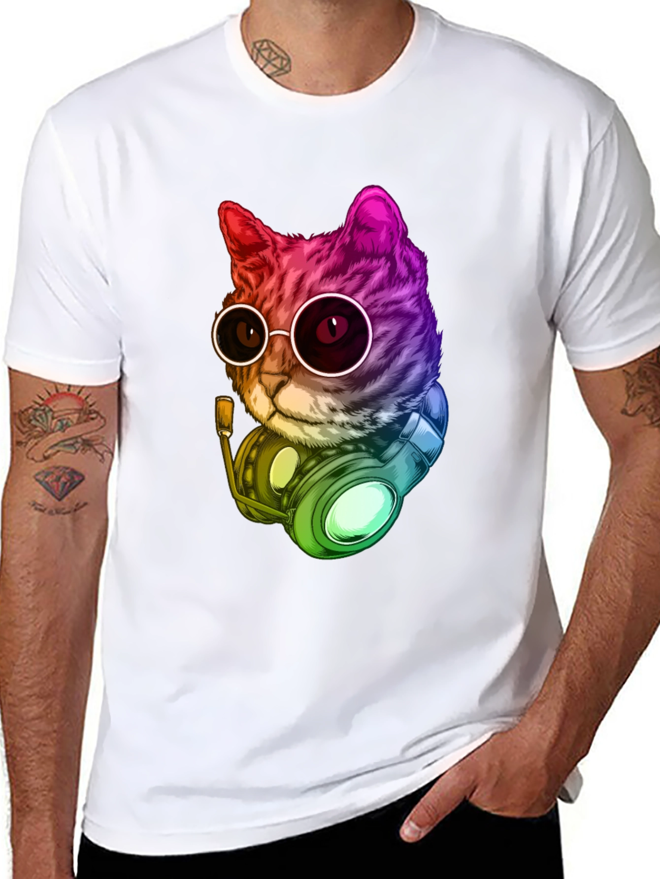 Cool Cat DJ Graphic T-Shirt