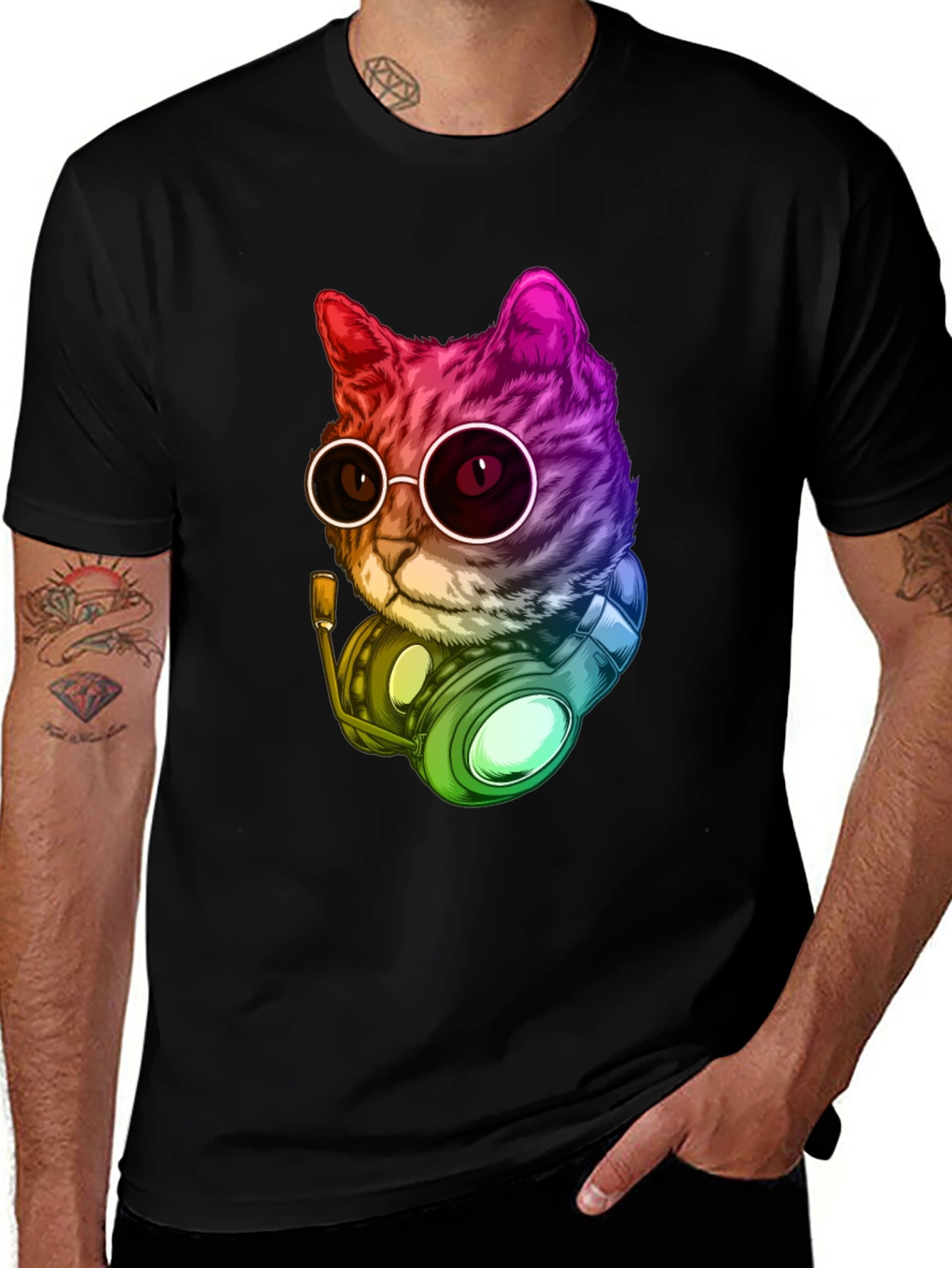 Cool Cat DJ Graphic T-Shirt