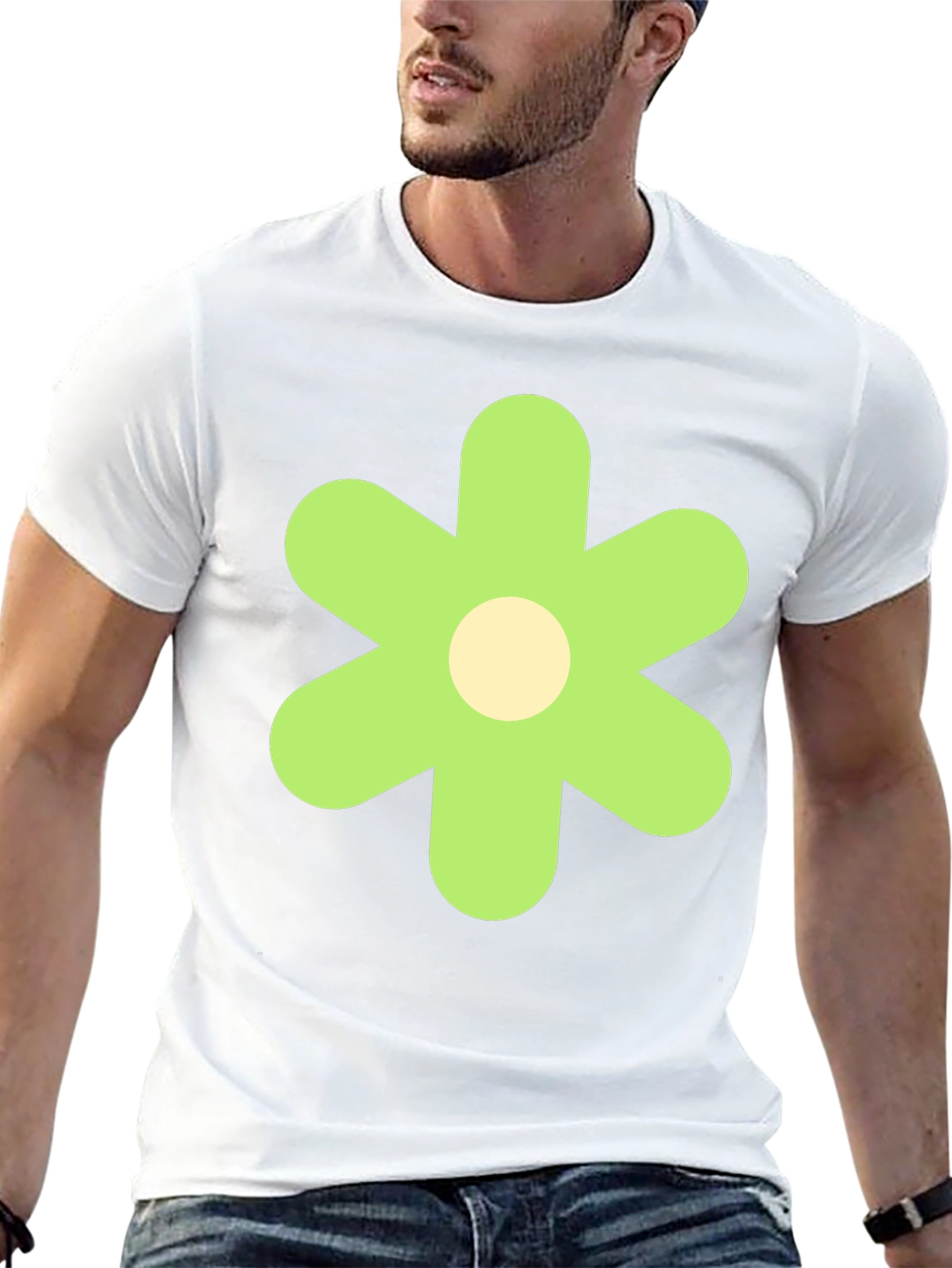 Groovy Green Flower Graphic Tee - Retro Style