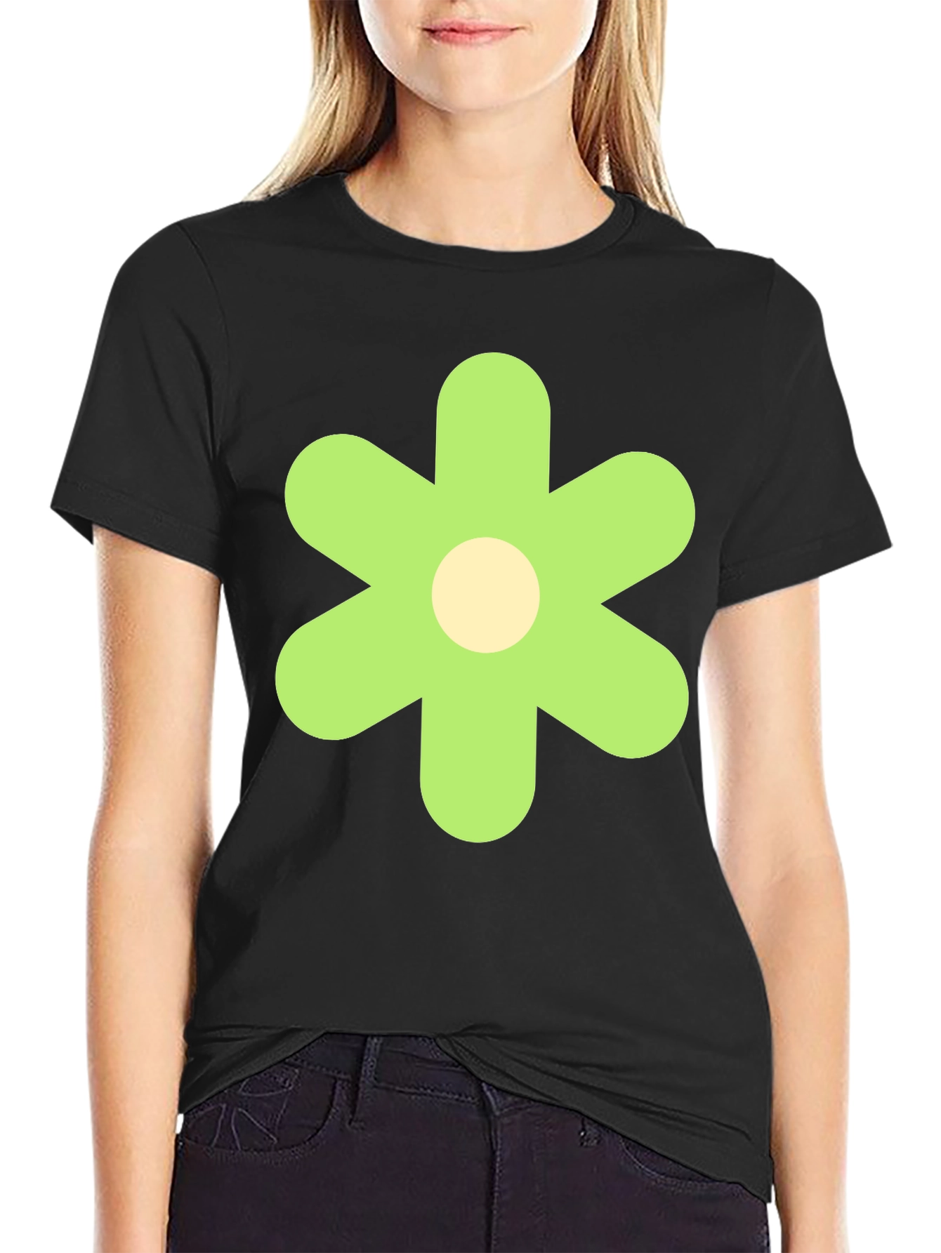Groovy Green Flower Graphic Tee - Retro Style