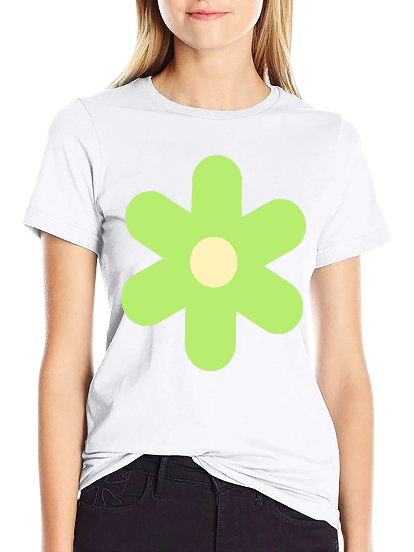 Groovy Green Flower Graphic Tee - Retro Style