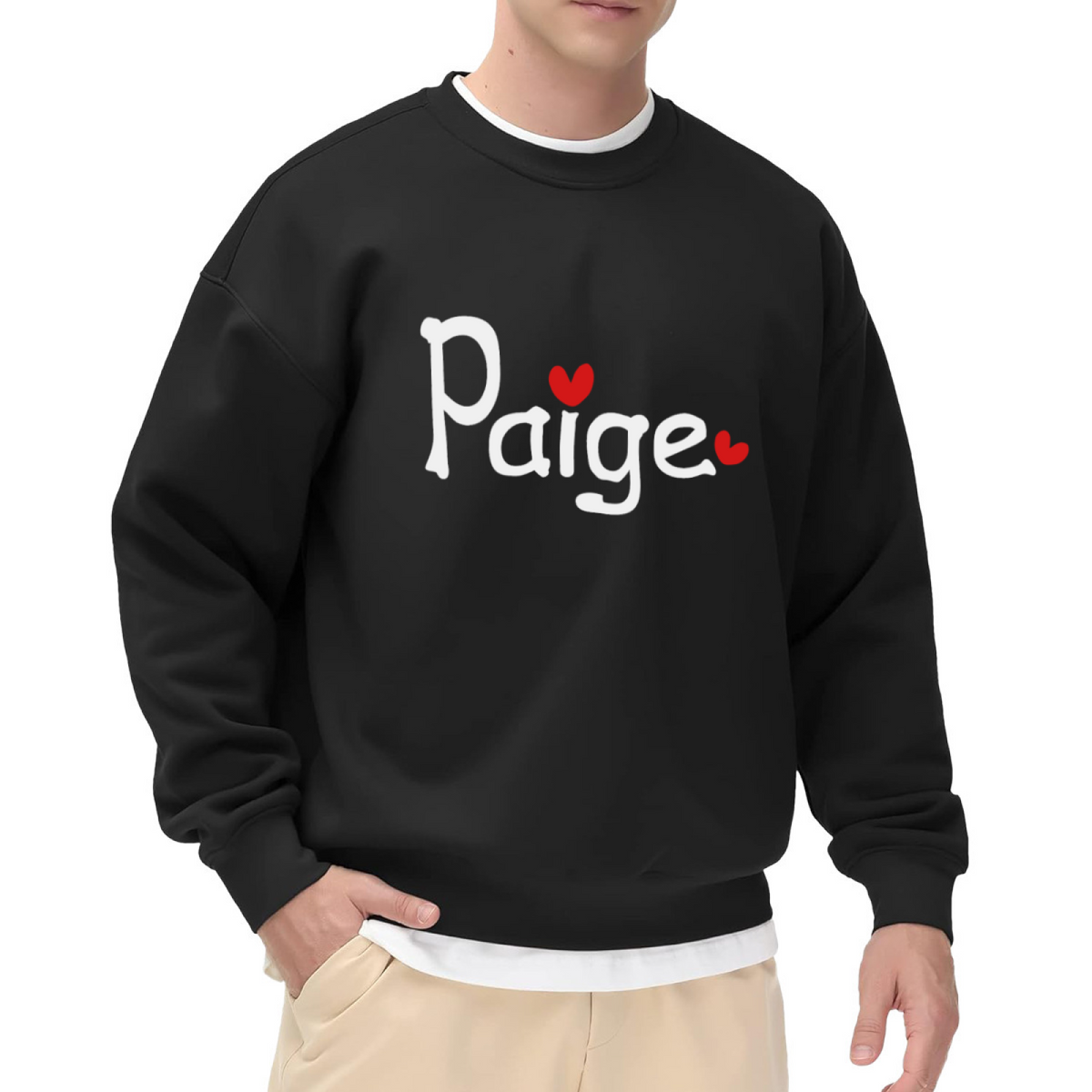 "PAIGE" Personalized Name Heart Design - Crewneck Sweatshirt | Personalized, Name Gift, Valentine Gift