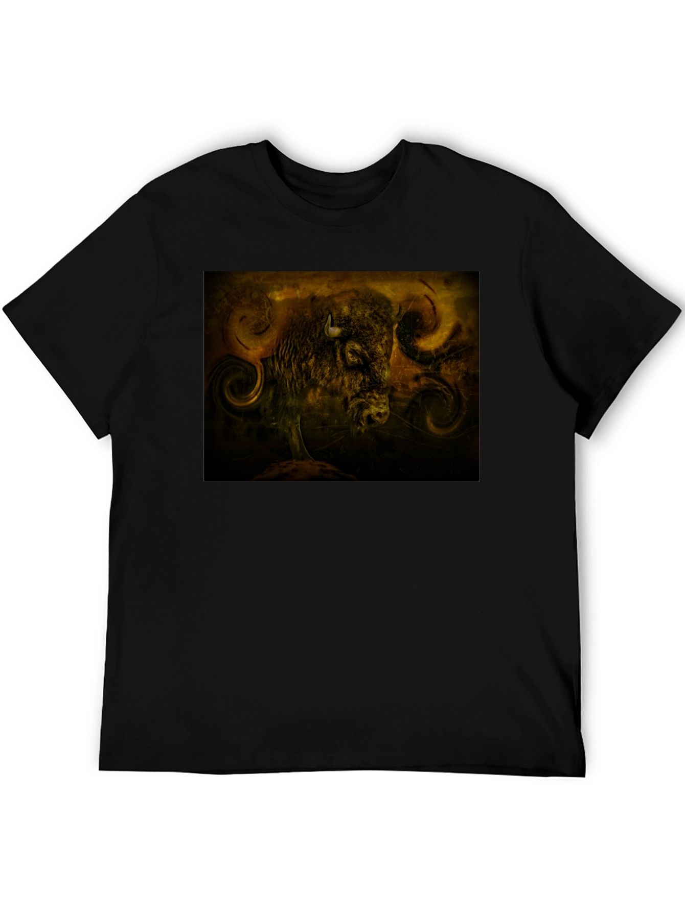 Buffalo Graphic Tee - Artistic Print Black Shirt