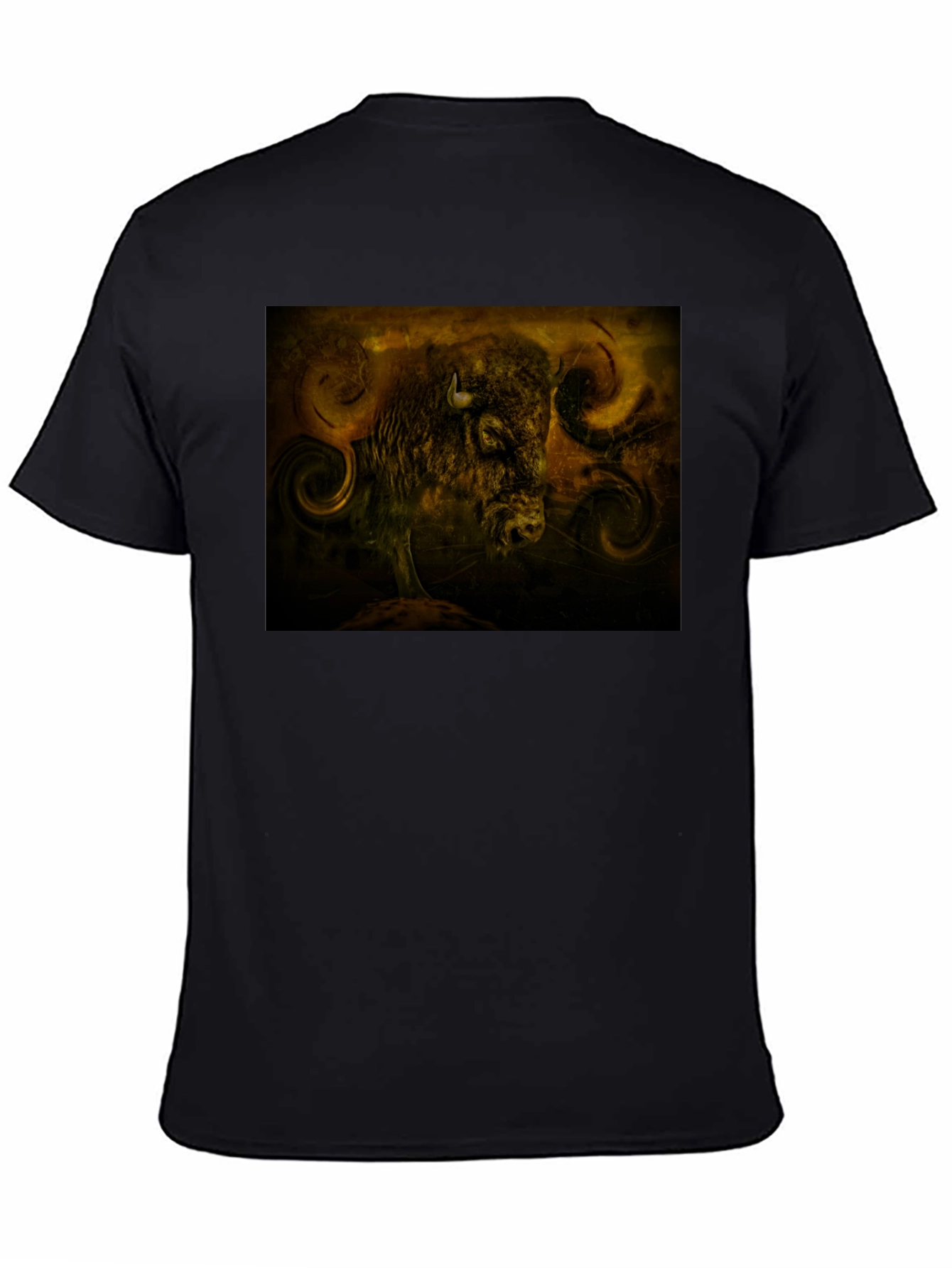 Buffalo Graphic Tee - Artistic Print Black Shirt