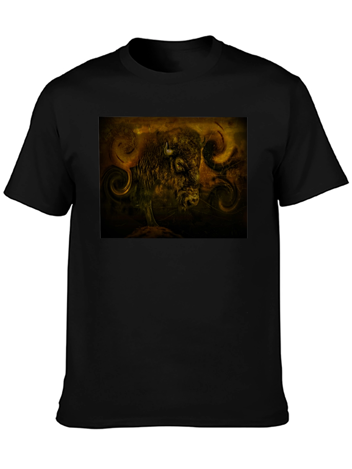 Buffalo Graphic Tee - Artistic Print Black Shirt